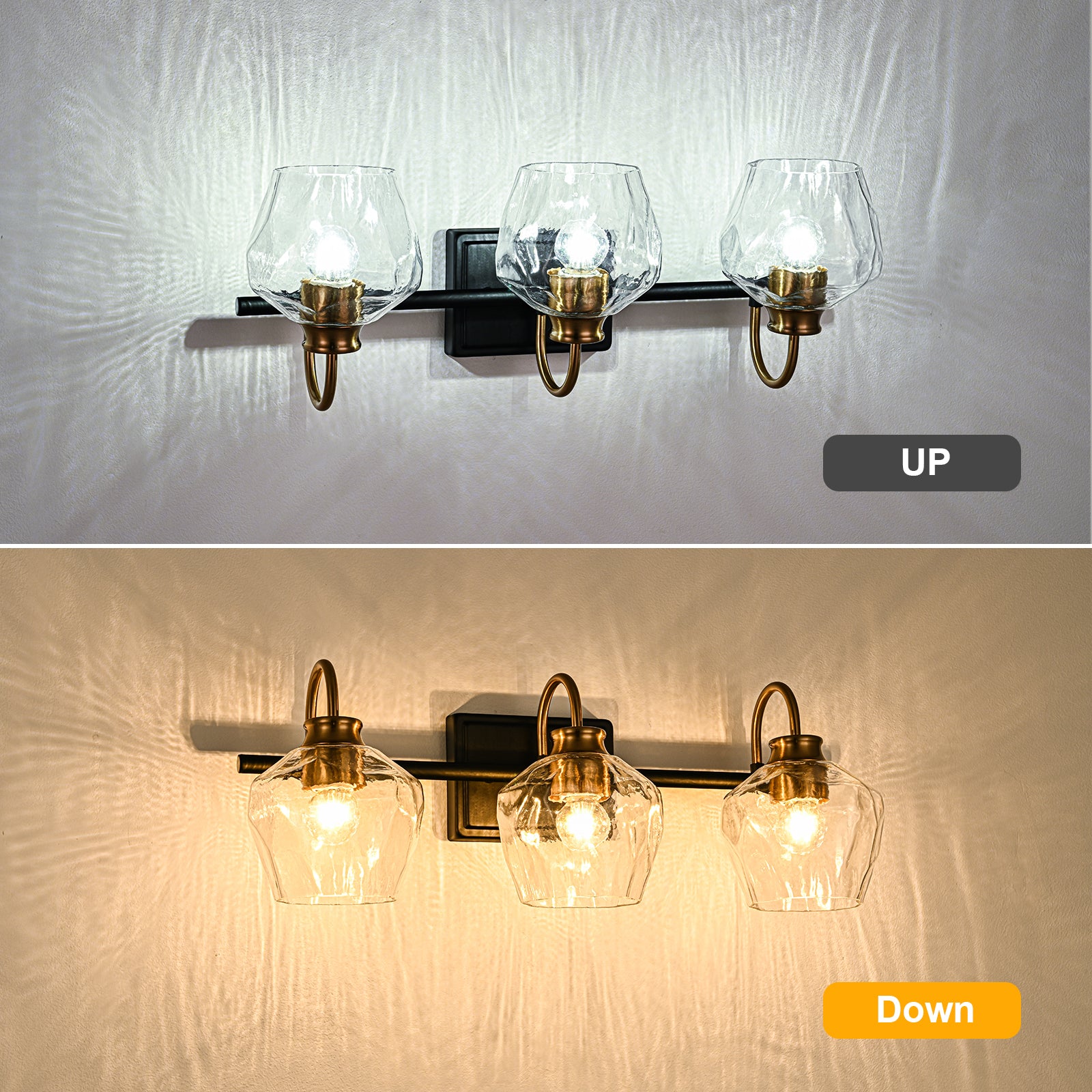 Glowlings 3/4-Light Modern Diamond-pattern Textured Glass Dimmable Bathroom Vanity Light