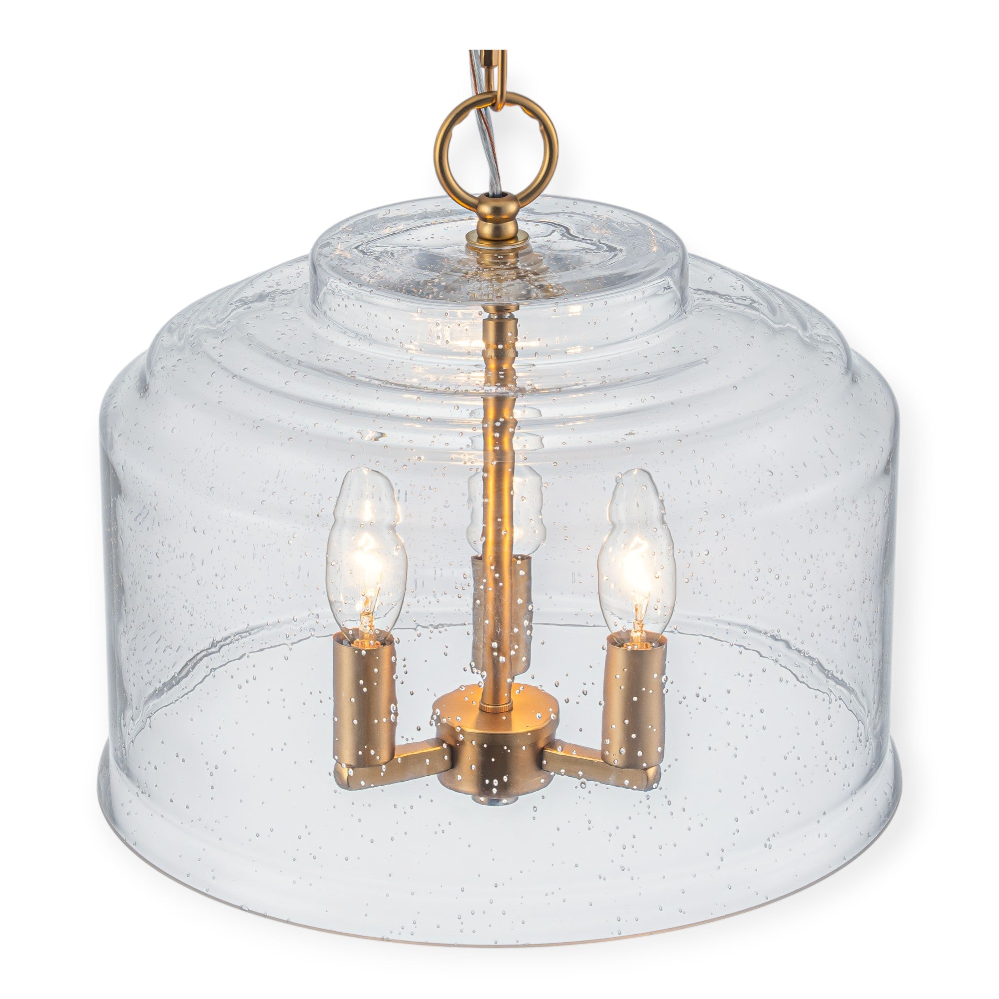 Glowlings 3-Light Modern 13"Wide Dome Clear Seeded Glass Pendant Light