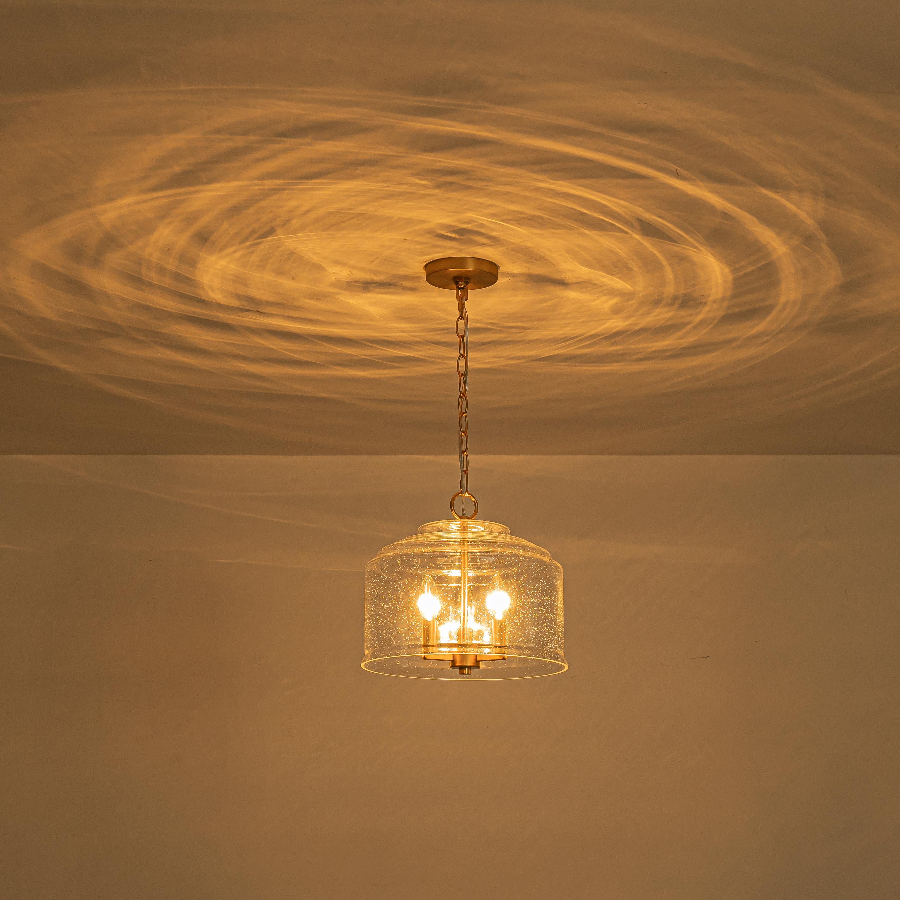 Glowlings 3-Light Modern 13"Wide Dome Clear Seeded Glass Pendant Light