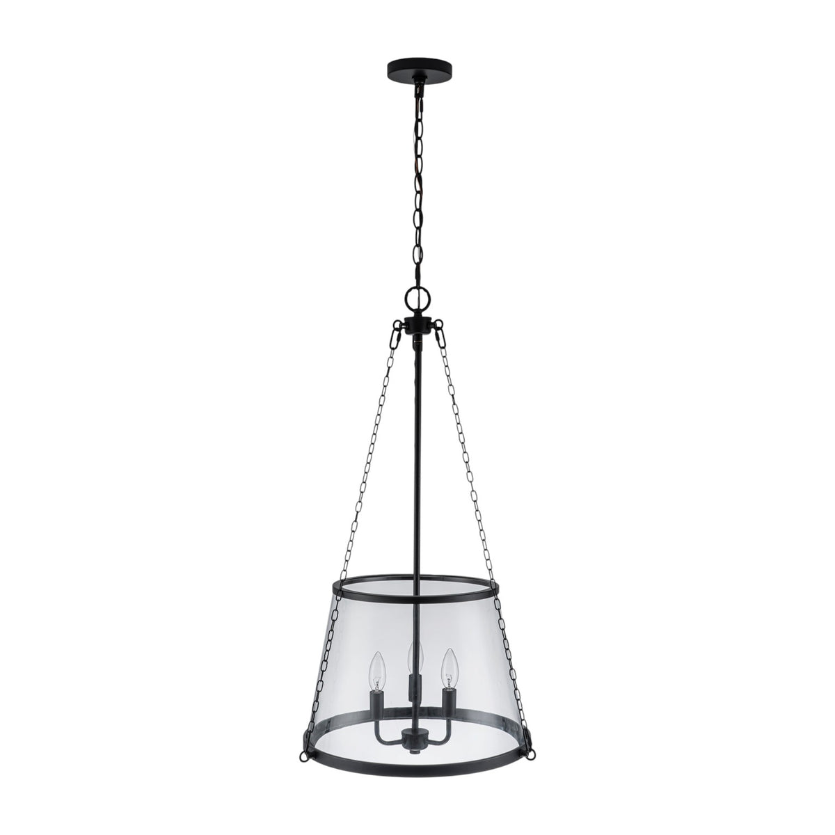 Glowlings 3-Light Modern Farmhouse Gold Pendant Light,Antique Brass Lantern Chandelier with Clear Glass Shade