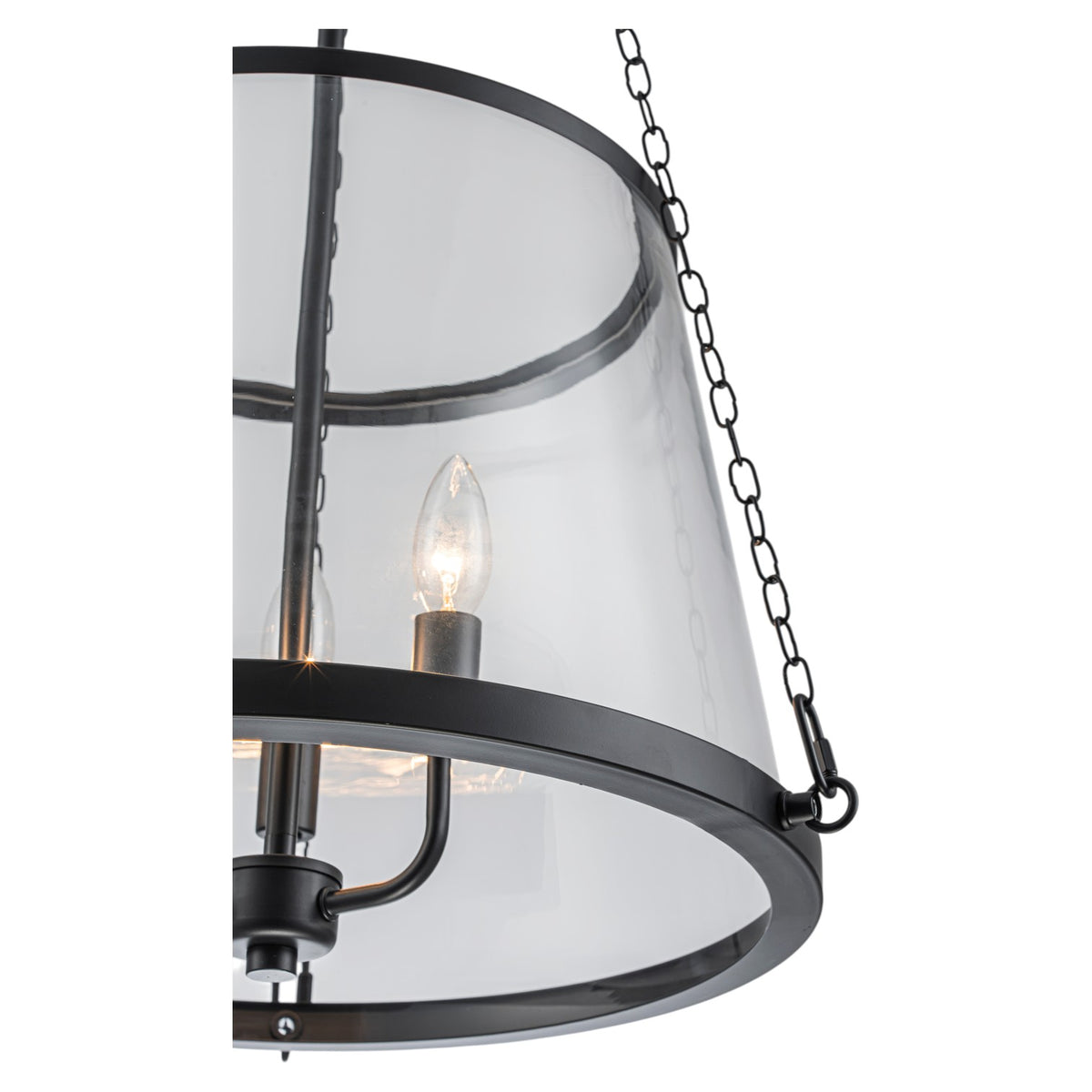 Glowlings 3-Light Modern Farmhouse Gold Pendant Light,Antique Brass Lantern Chandelier with Clear Glass Shade