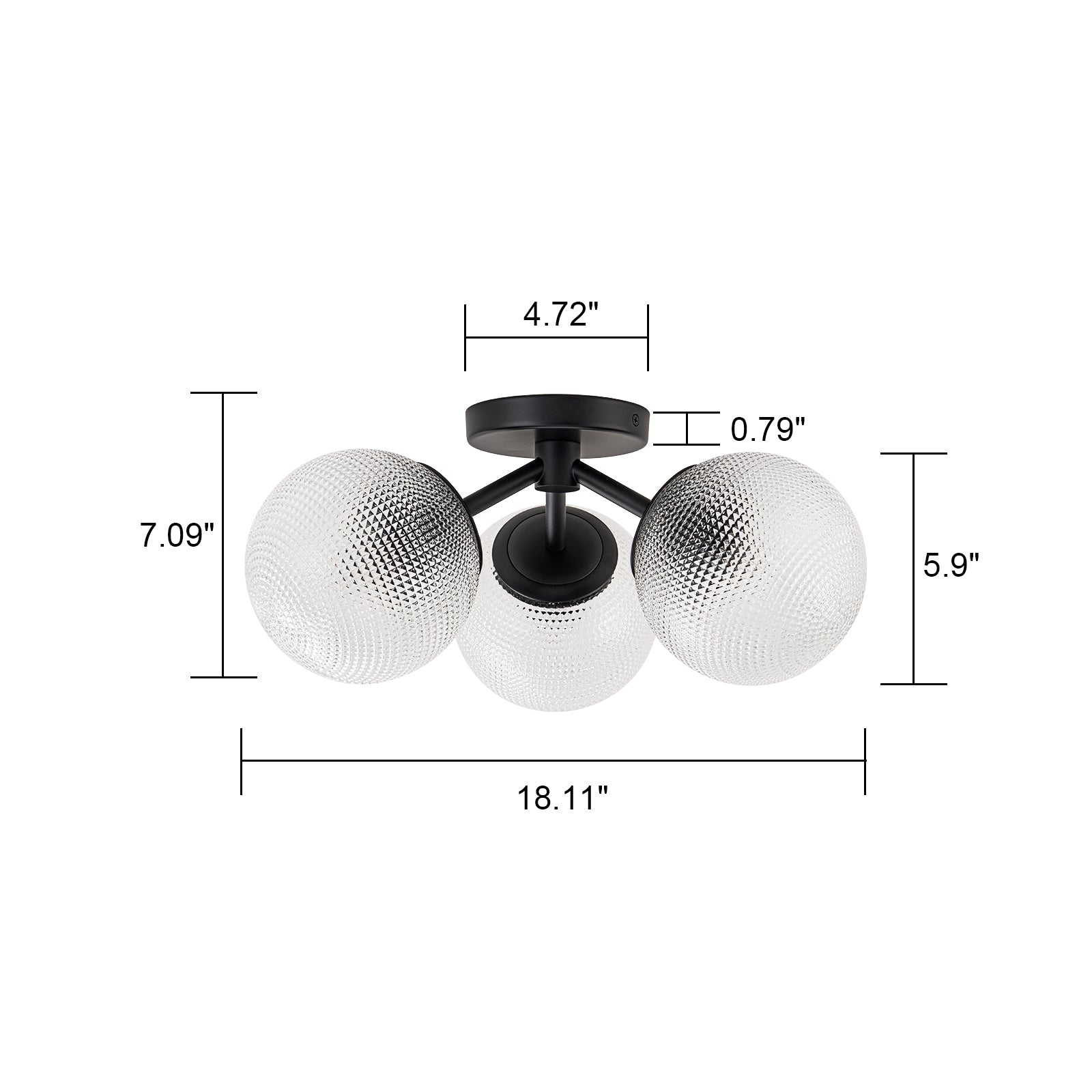 Glowlings 3-Light Modern 18"Wide Globe Glass Sputnik Semi-Flush Mount Ceiling Light