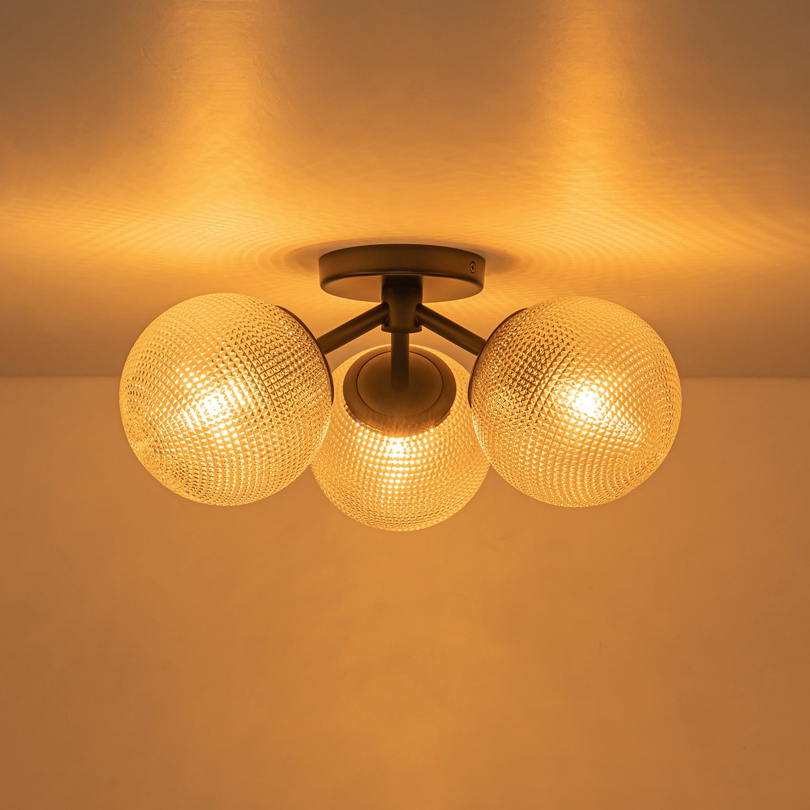 Glowlings 3-Light Modern 18"Wide Globe Glass Sputnik Semi-Flush Mount Ceiling Light