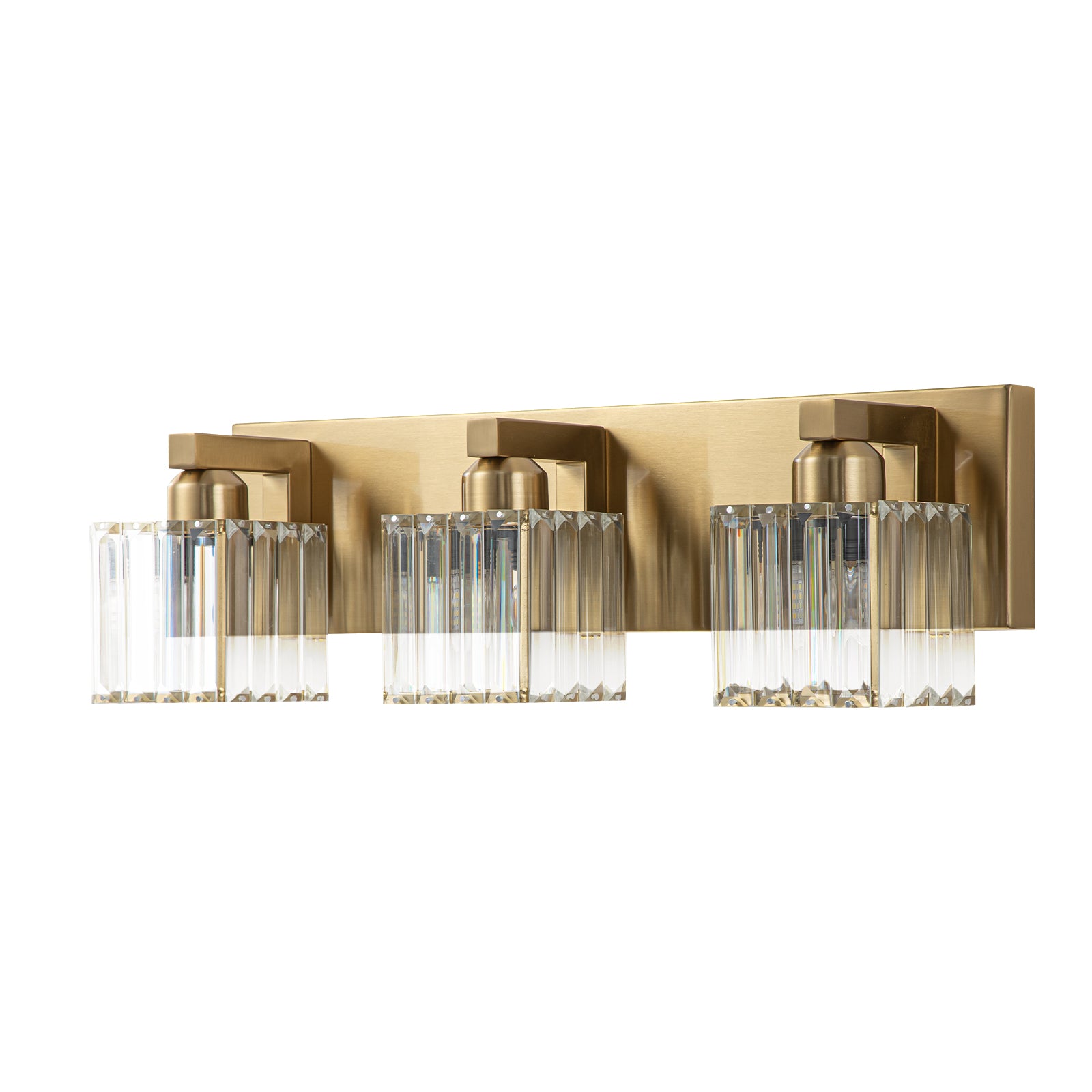 Glowlings 3/4/5-Light Modern Gold Square Crystal Bathroom Vanity Light Bathroom Light Fixtures Over Mirror