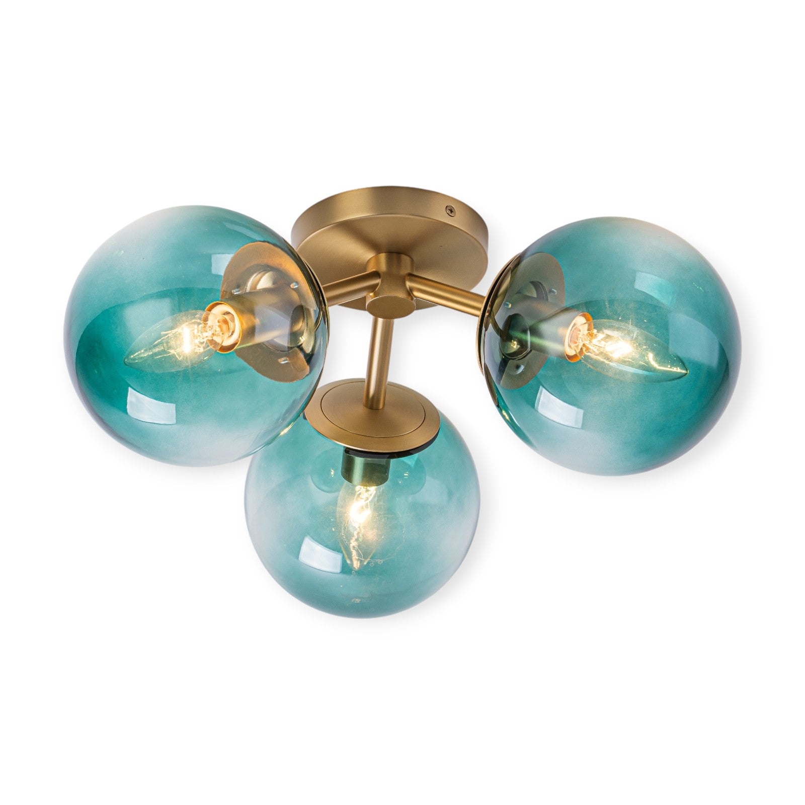 Glowlings 3-Light Modern 18"Wide Globe Glass Sputnik Semi-Flush Mount Ceiling Light