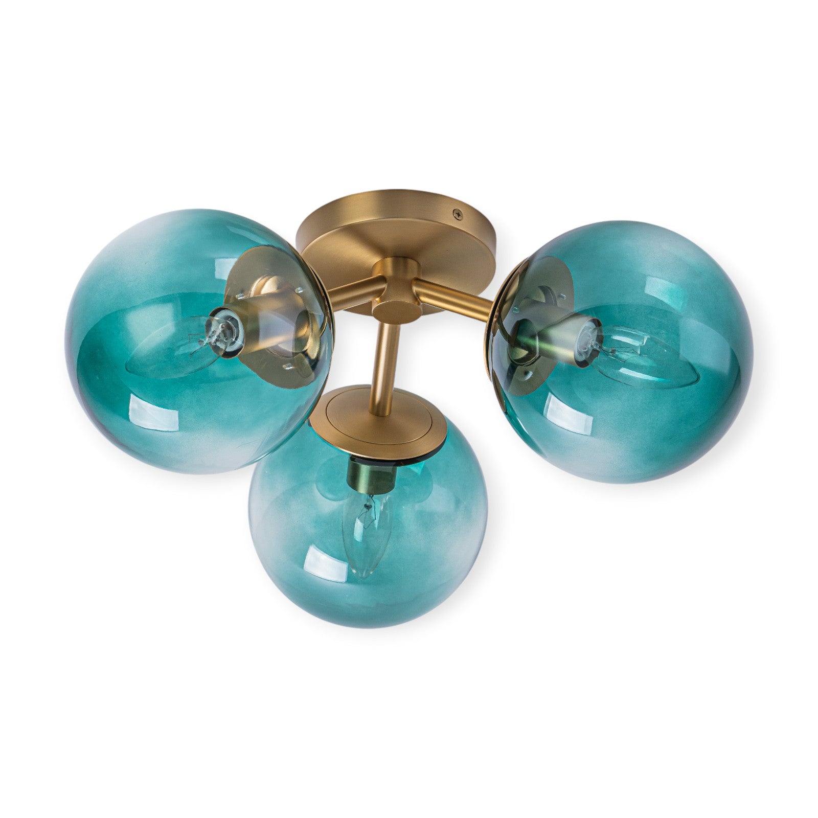 Glowlings 3-Light Modern 18"Wide Globe Glass Sputnik Semi-Flush Mount Ceiling Light
