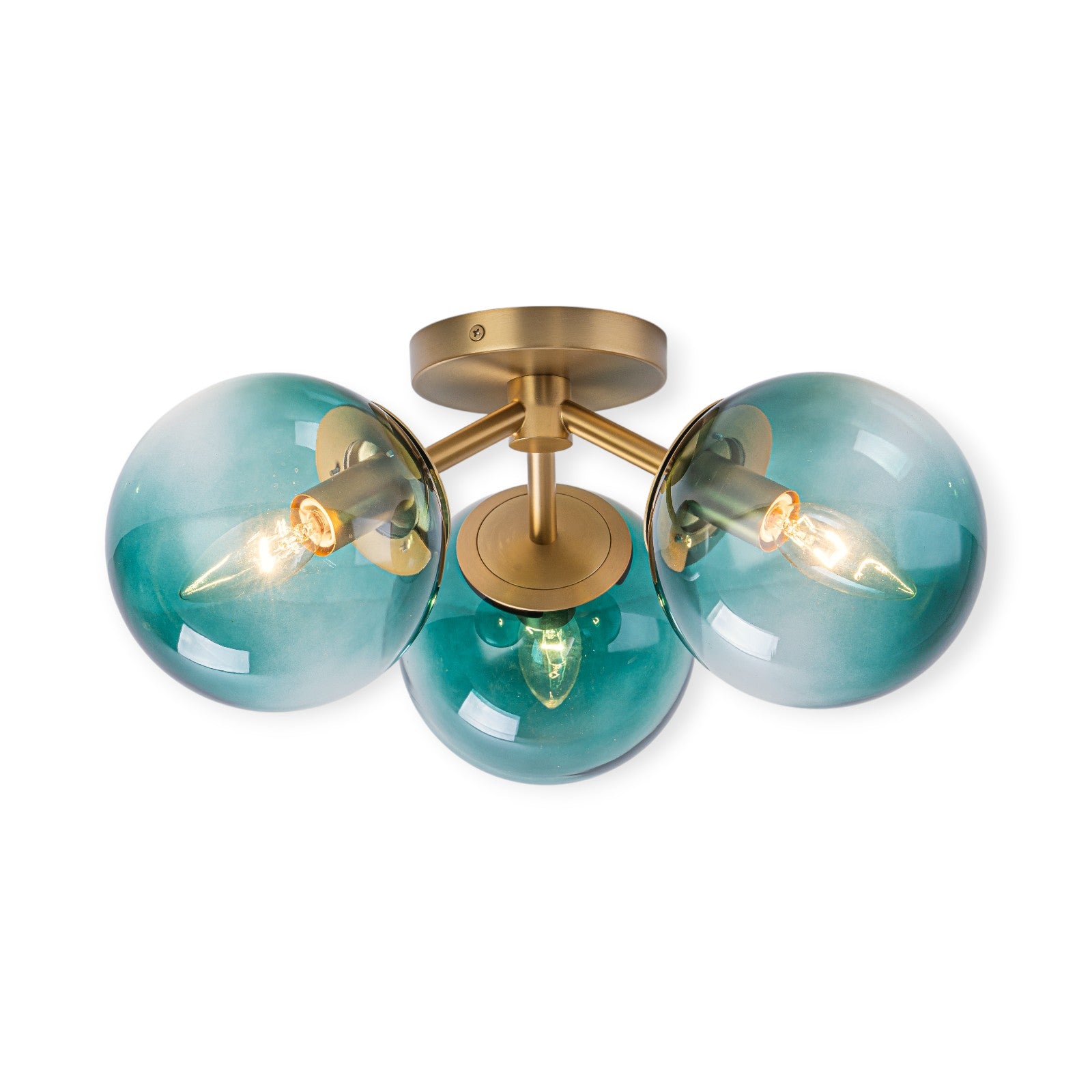 Glowlings 3-Light Modern 18"Wide Globe Glass Sputnik Semi-Flush Mount Ceiling Light