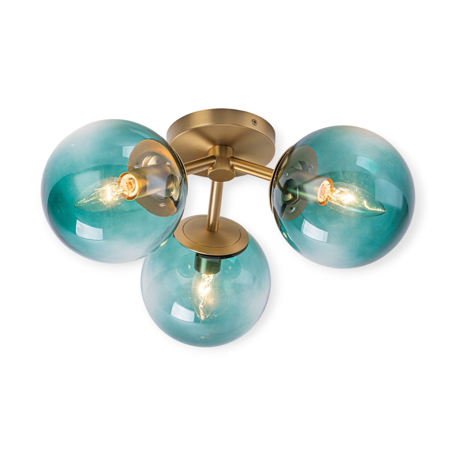 Glowlings 3-Light Modern 18"Wide Globe Glass Sputnik Semi-Flush Mount Ceiling Light