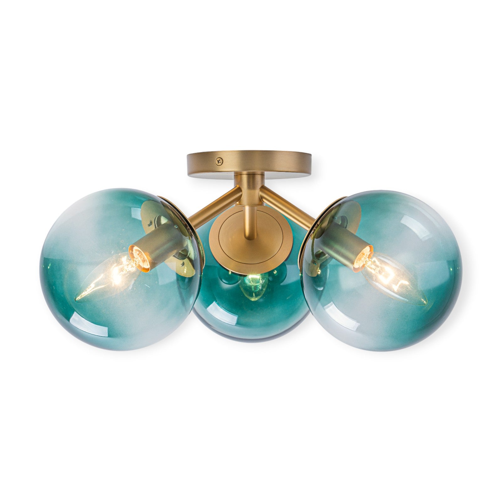 Glowlings 3-Light Modern 18"Wide Globe Glass Sputnik Semi-Flush Mount Ceiling Light