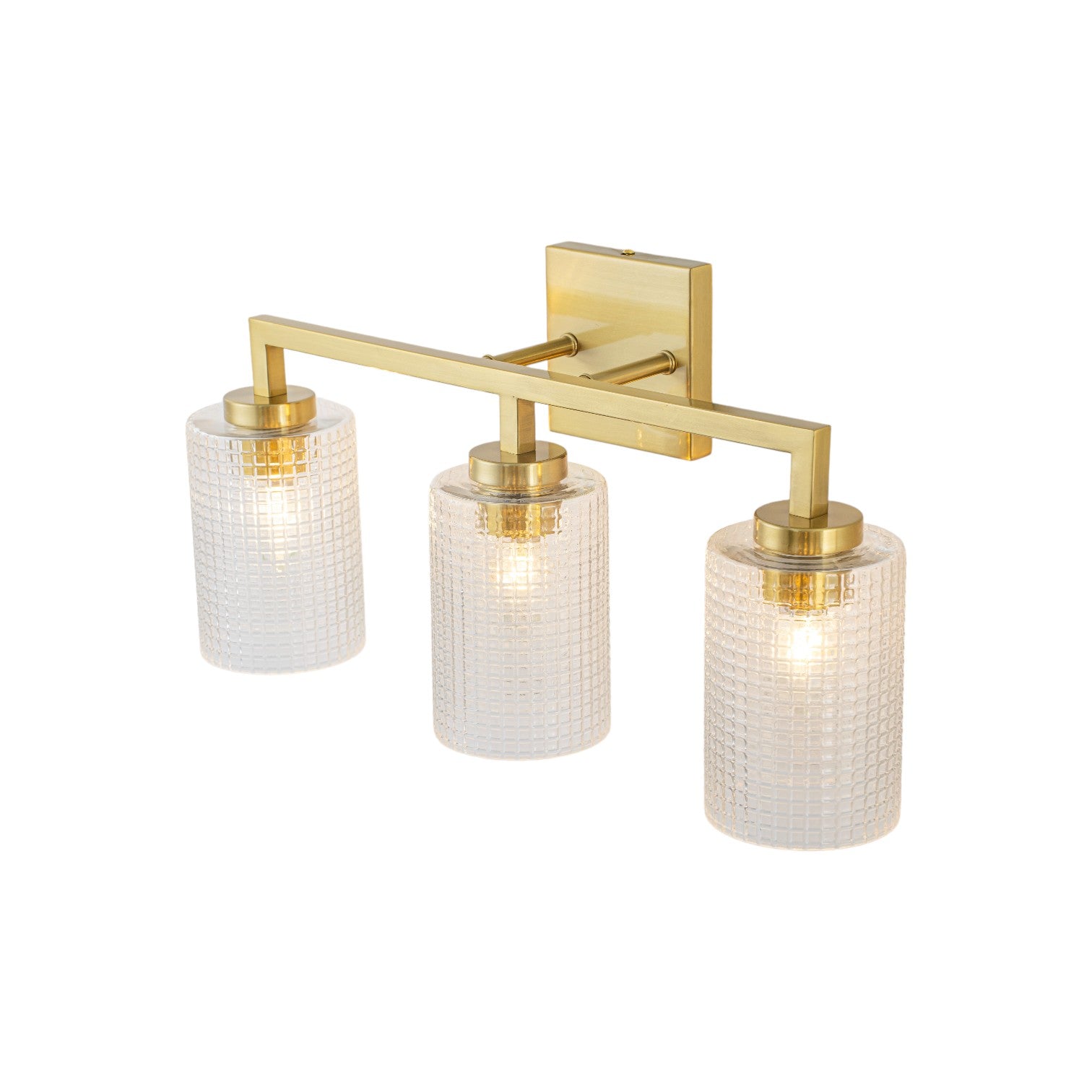 Glowlings 3/4-Light Modern Patterned Textured Glass Cylinder Bathroom Vanity Light Wall Sconce for Mirror Cabinet