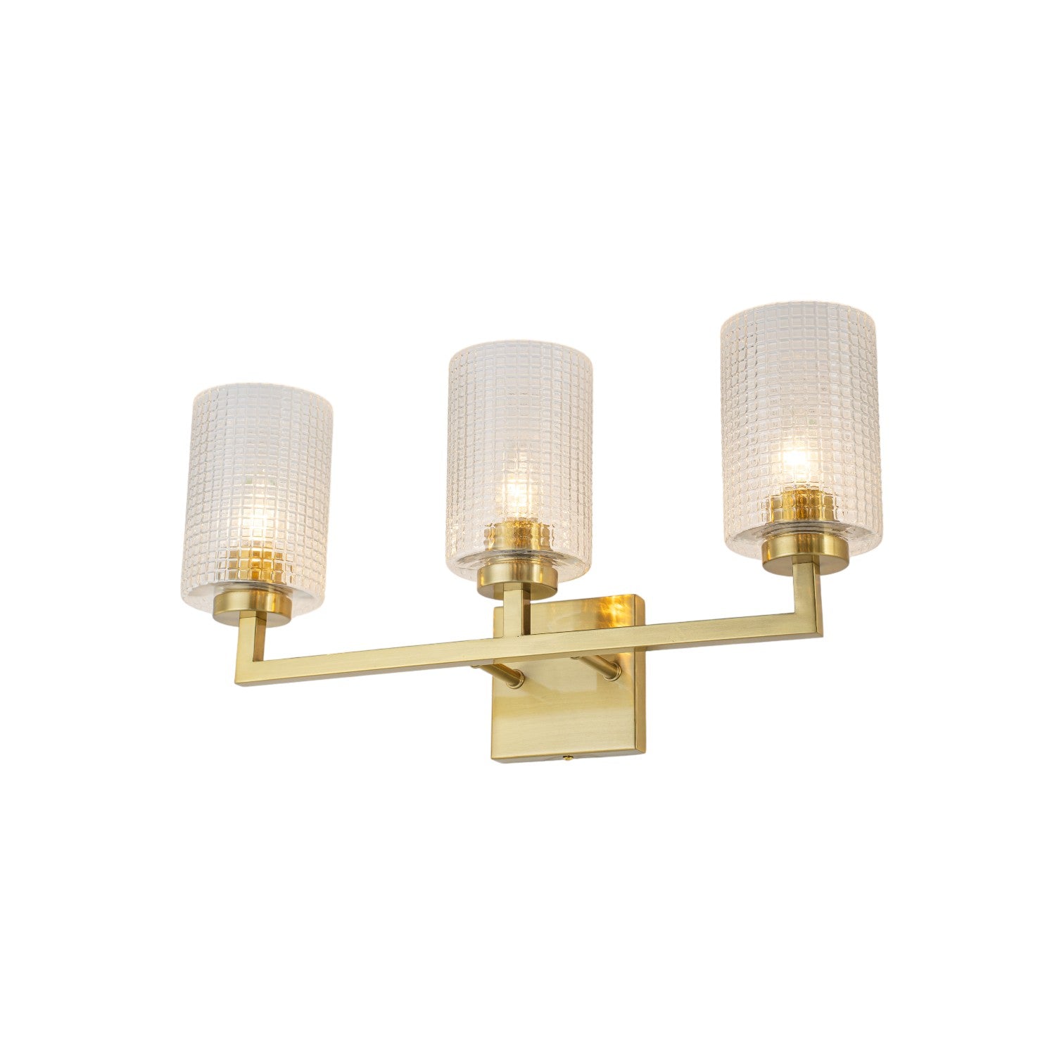 Glowlings 3/4-Light Modern Patterned Textured Glass Cylinder Bathroom Vanity Light Wall Sconce for Mirror Cabinet