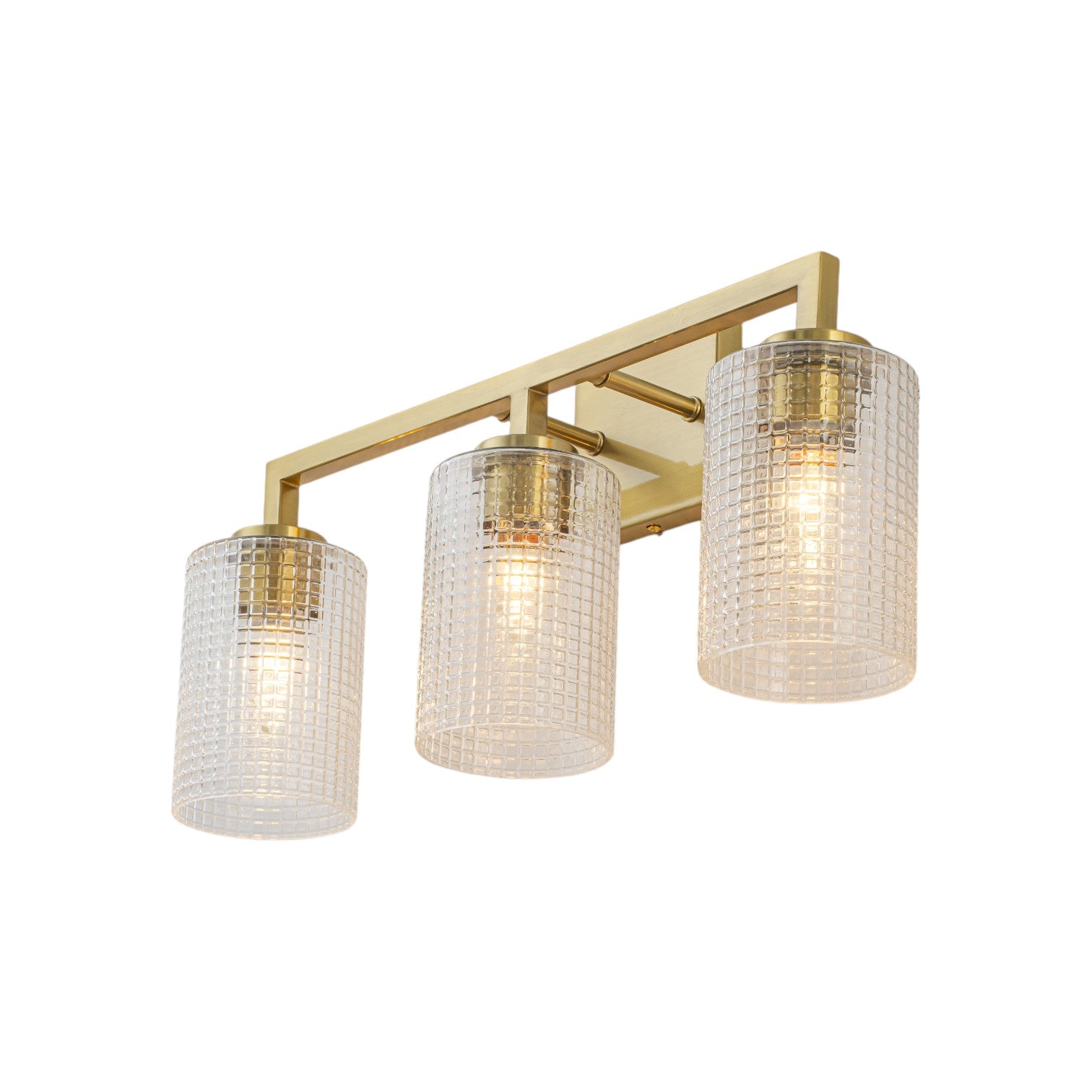 Glowlings 3/4-Light Modern Patterned Textured Glass Cylinder Bathroom Vanity Light Wall Sconce for Mirror Cabinet