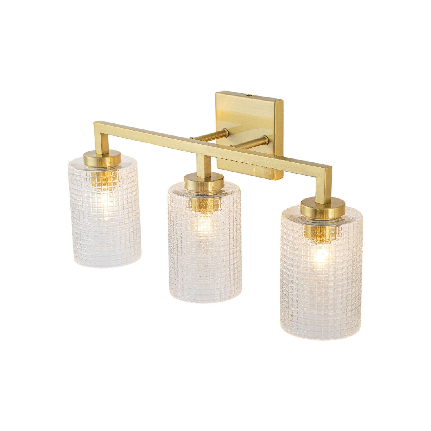 Glowlings 3/4-Light Modern Patterned Textured Glass Cylinder Bathroom Vanity Light Wall Sconce for Mirror Cabinet