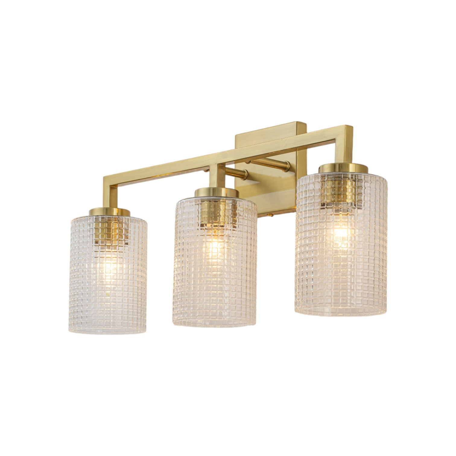 Glowlings 3/4-Light Modern Patterned Textured Glass Cylinder Bathroom Vanity Light Wall Sconce for Mirror Cabinet