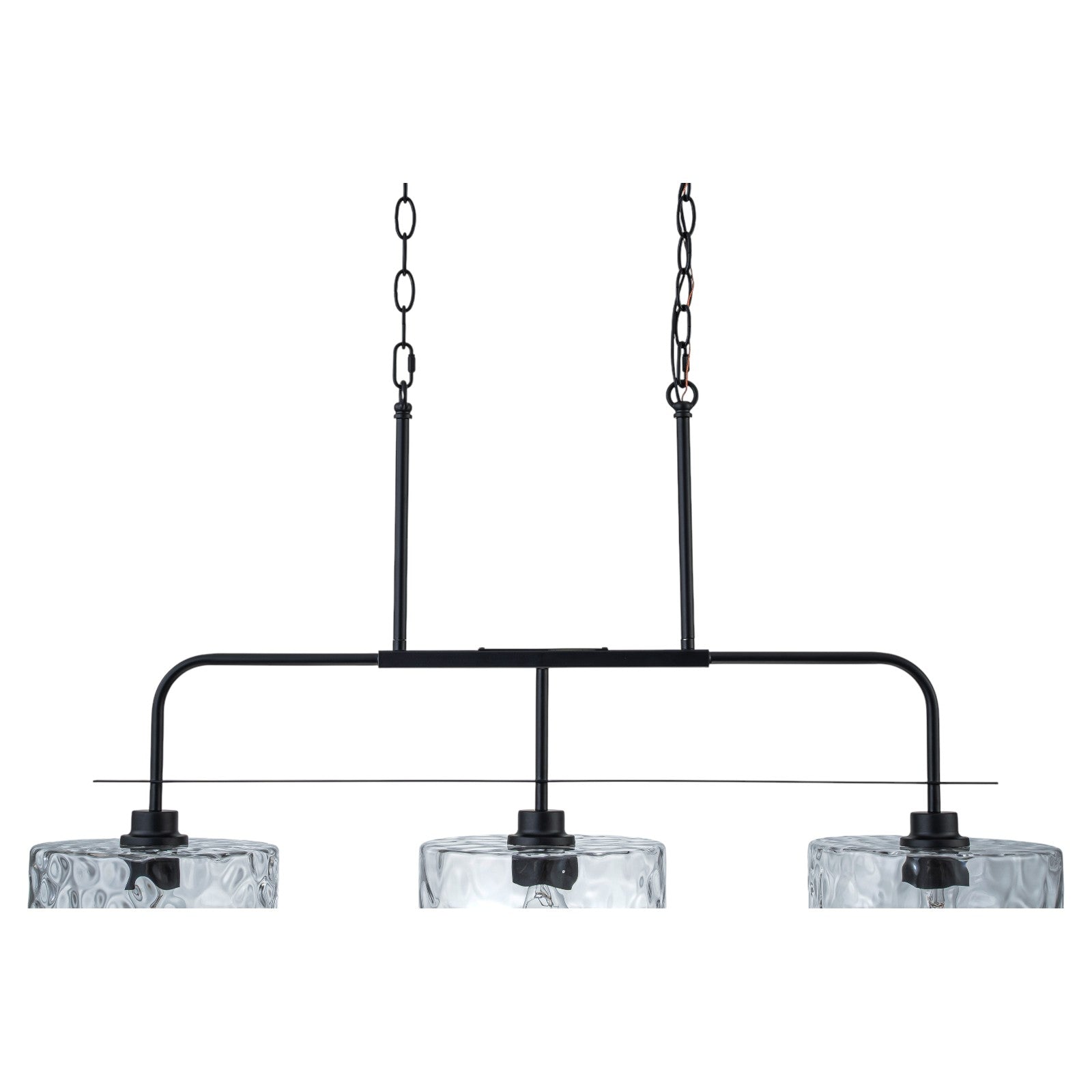 Glowlings 3-Light Modern 36"Wide Large Black Linear Hammered Glass Chandelier
