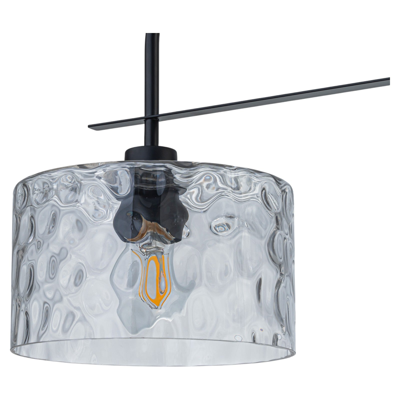 Glowlings 3-Light Modern 36"Wide Large Black Linear Hammered Glass Chandelier