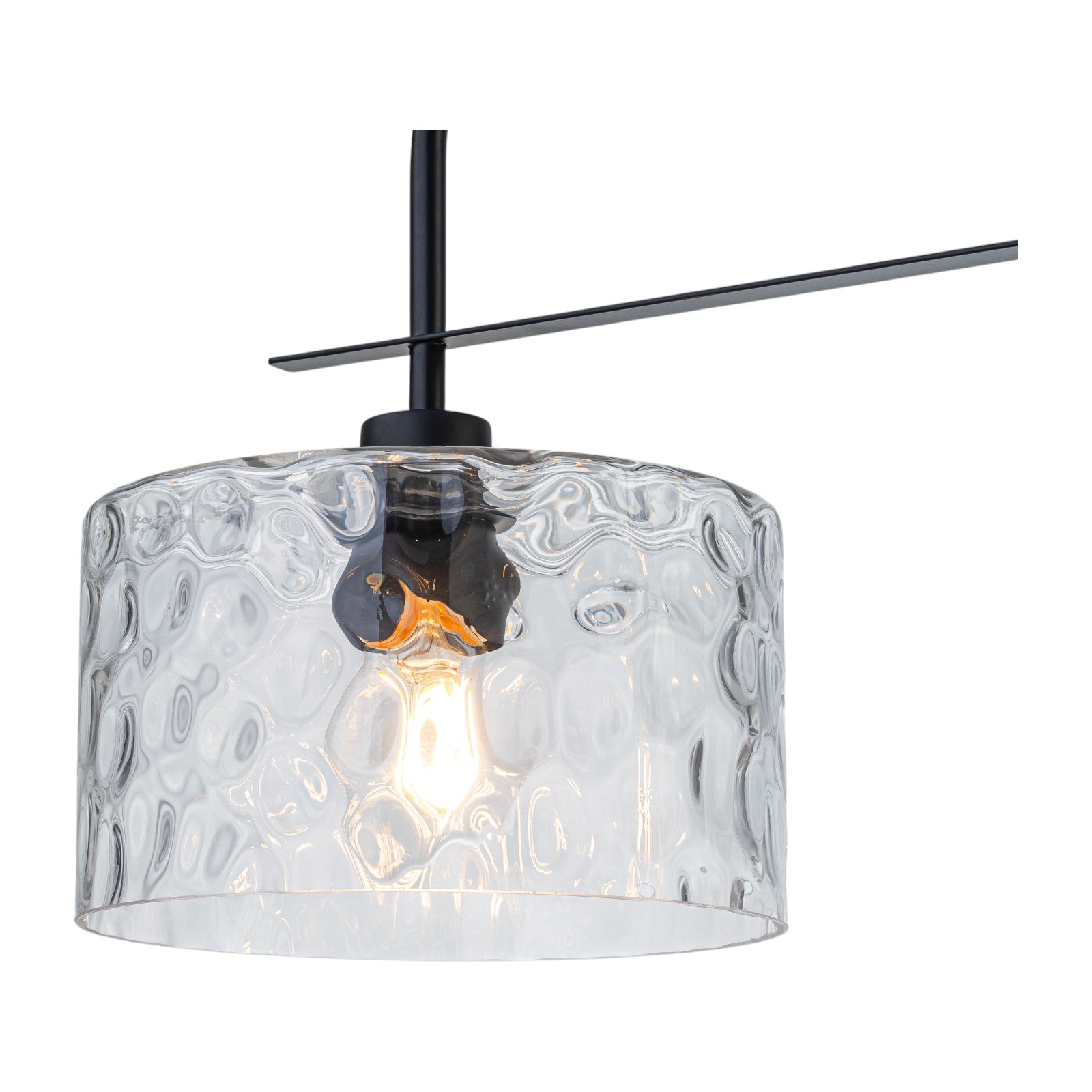 Glowlings 3-Light Modern 36"Wide Large Black Linear Hammered Glass Chandelier