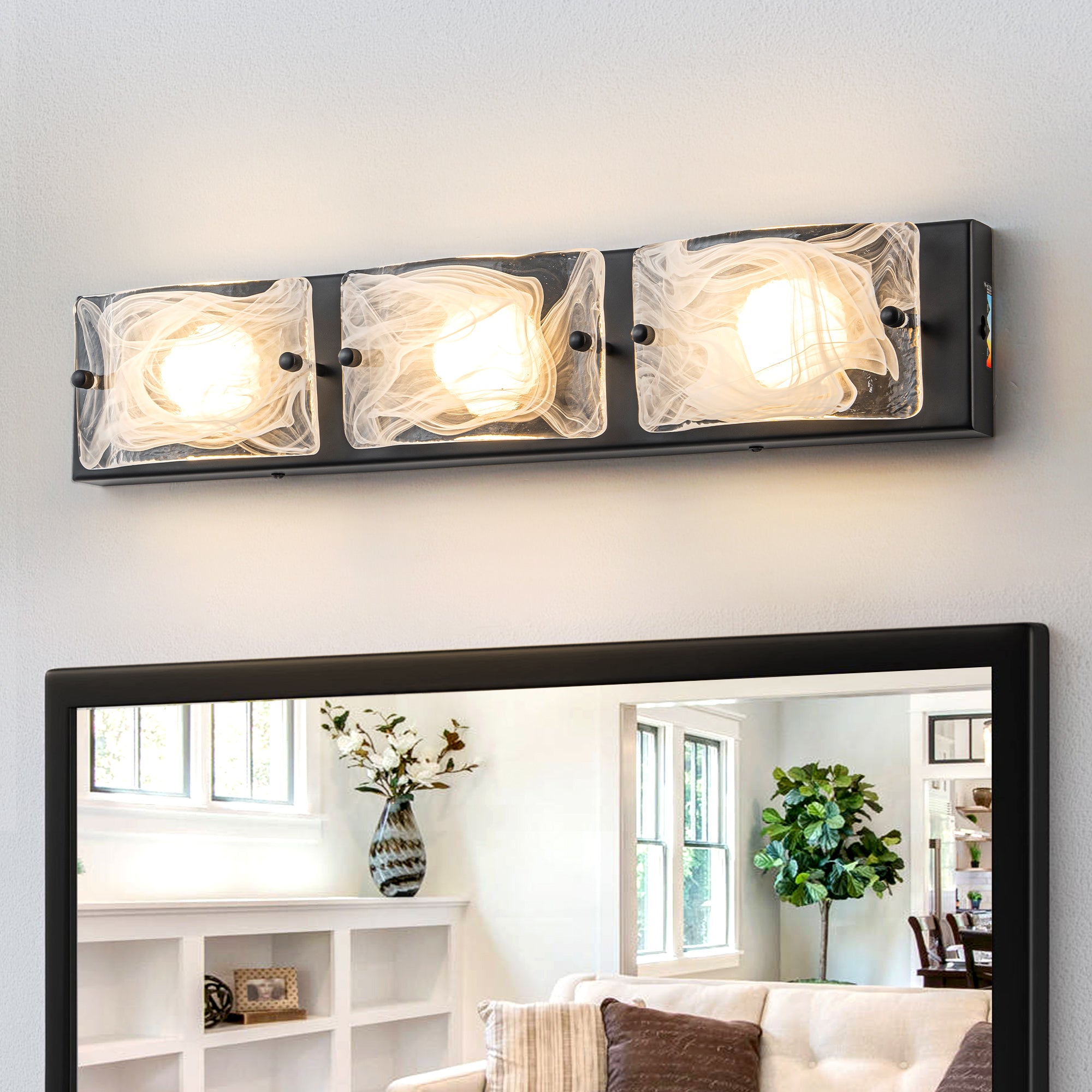 Glowlings 3/4-Light Modern LED Cloud Glass Bathroom Vanity Light Wall Sconce with DIP Dimmable
