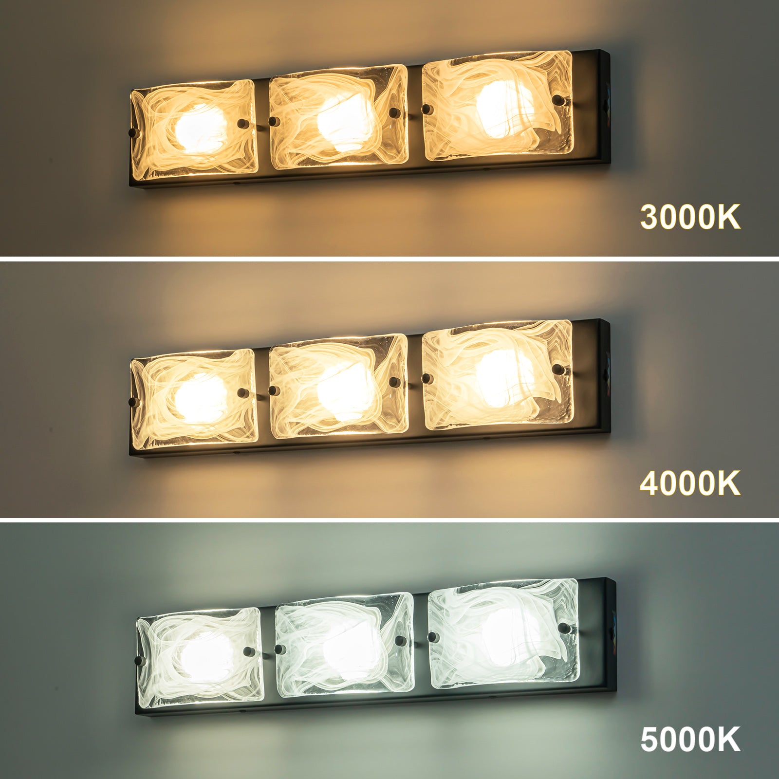 Glowlings 3/4-Light Modern LED Cloud Glass Bathroom Vanity Light Wall Sconce with DIP Dimmable