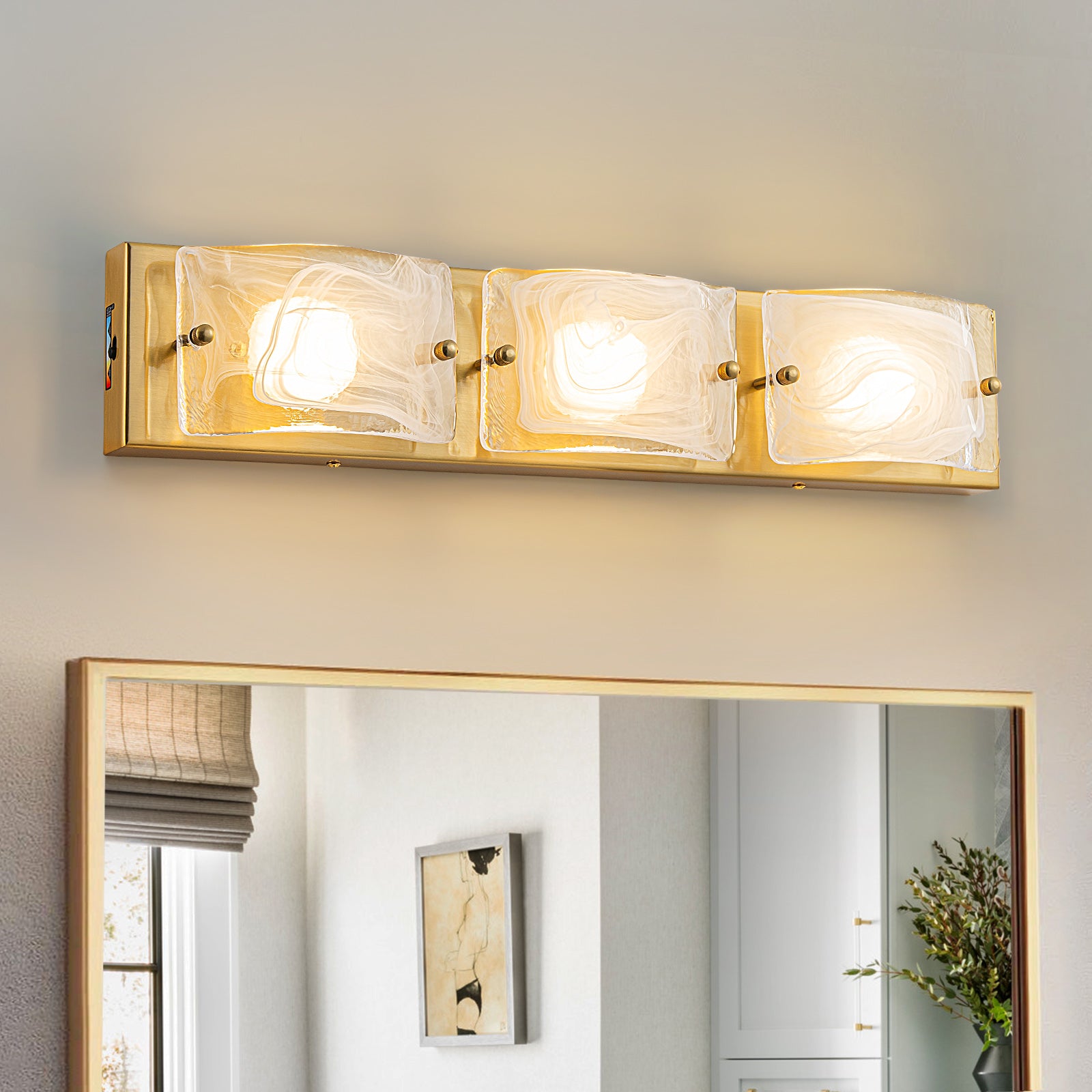 Glowlings 3/4-Light Modern LED Cloud Glass Bathroom Vanity Light Wall Sconce with DIP Dimmable