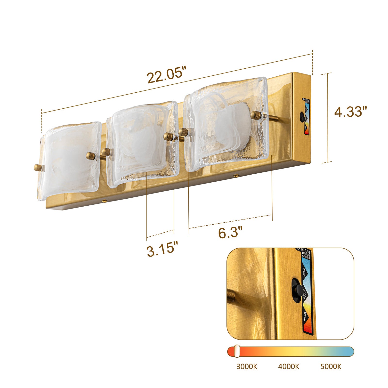 Glowlings 3/4-Light Modern LED Cloud Glass Bathroom Vanity Light Wall Sconce with DIP Dimmable