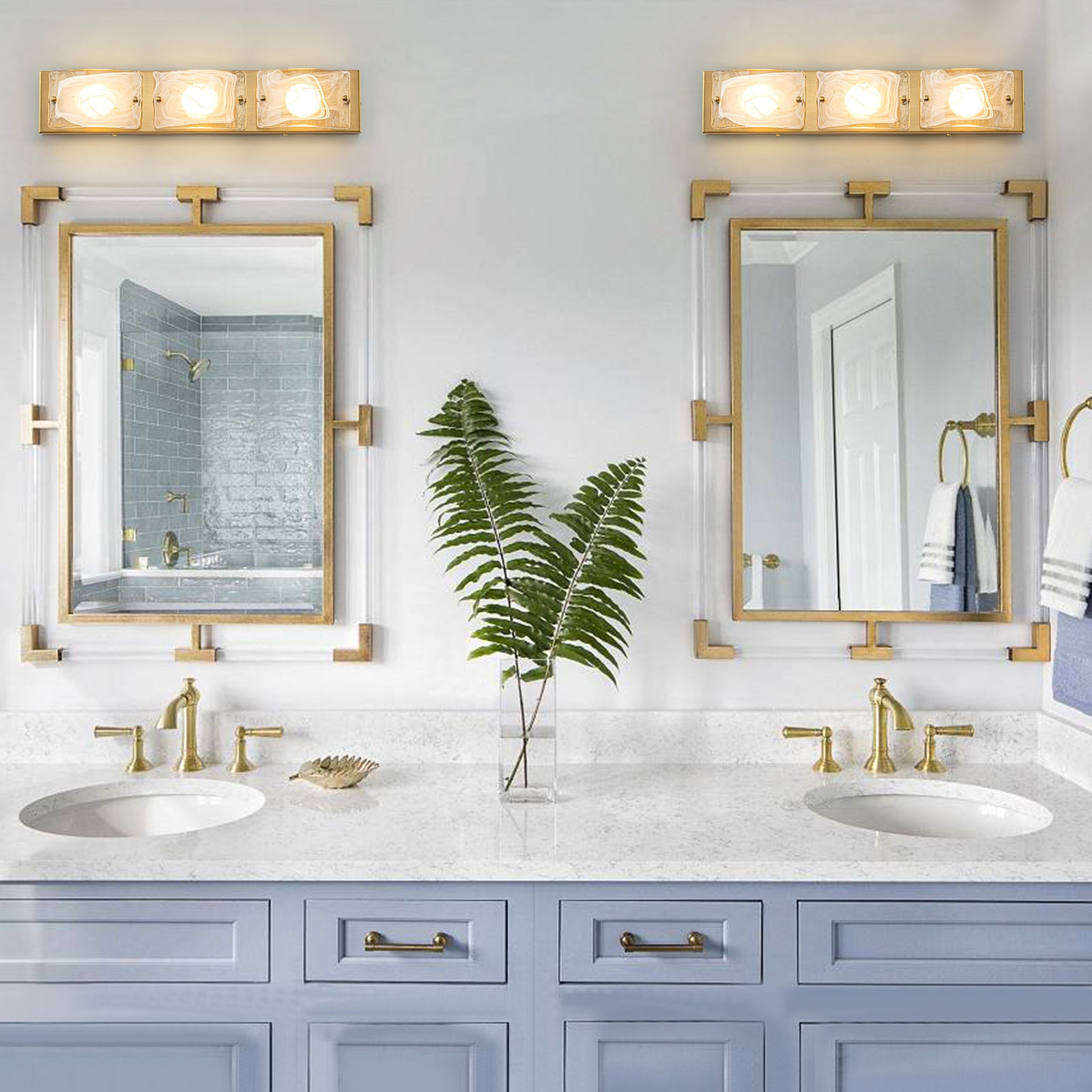 Glowlings 3/4-Light Modern LED Cloud Glass Bathroom Vanity Light Wall Sconce with DIP Dimmable