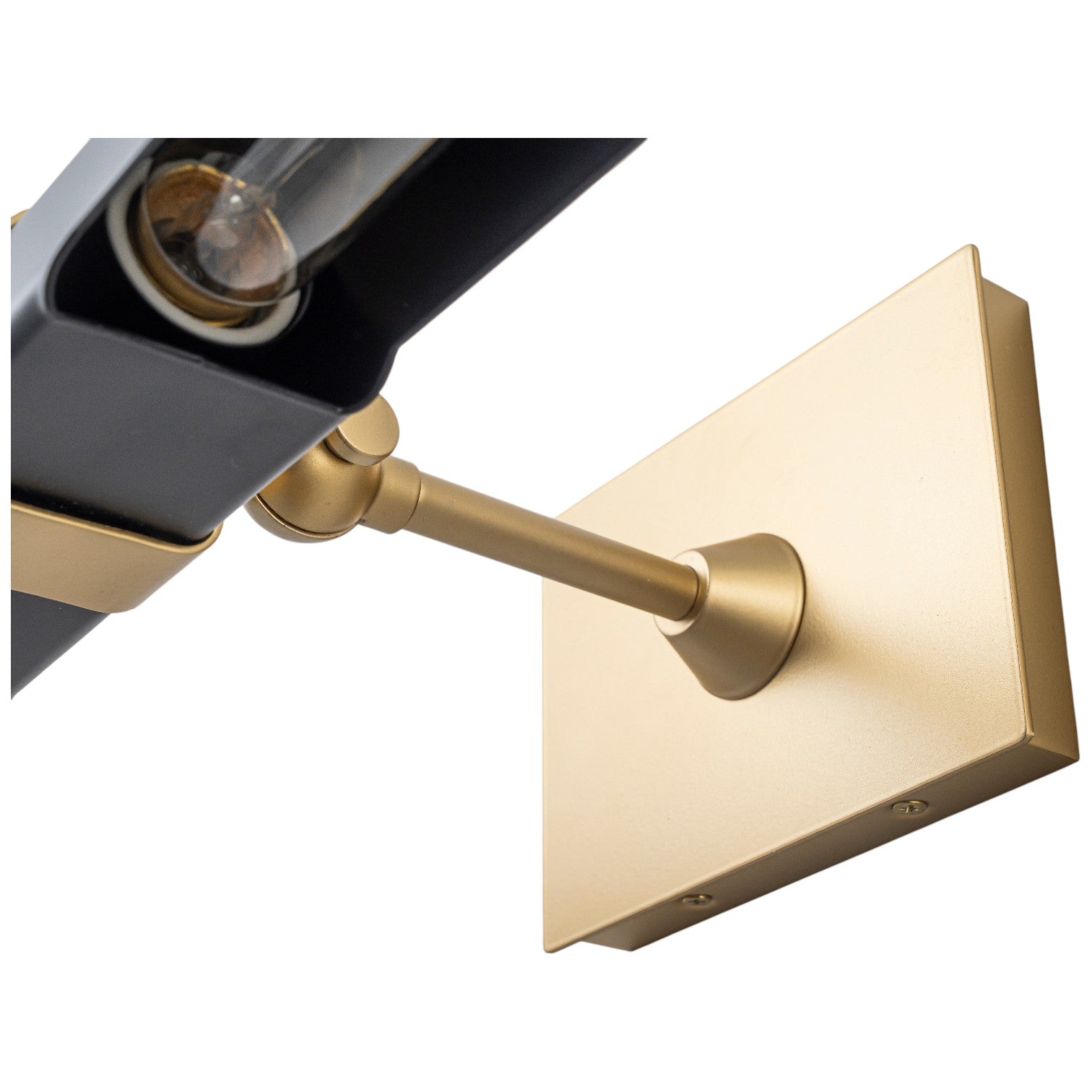 Glowlings 2-Light Modern 24"Wide Linear Matte Black and Gold Picture Light with 180° Adjustable Curved Shield