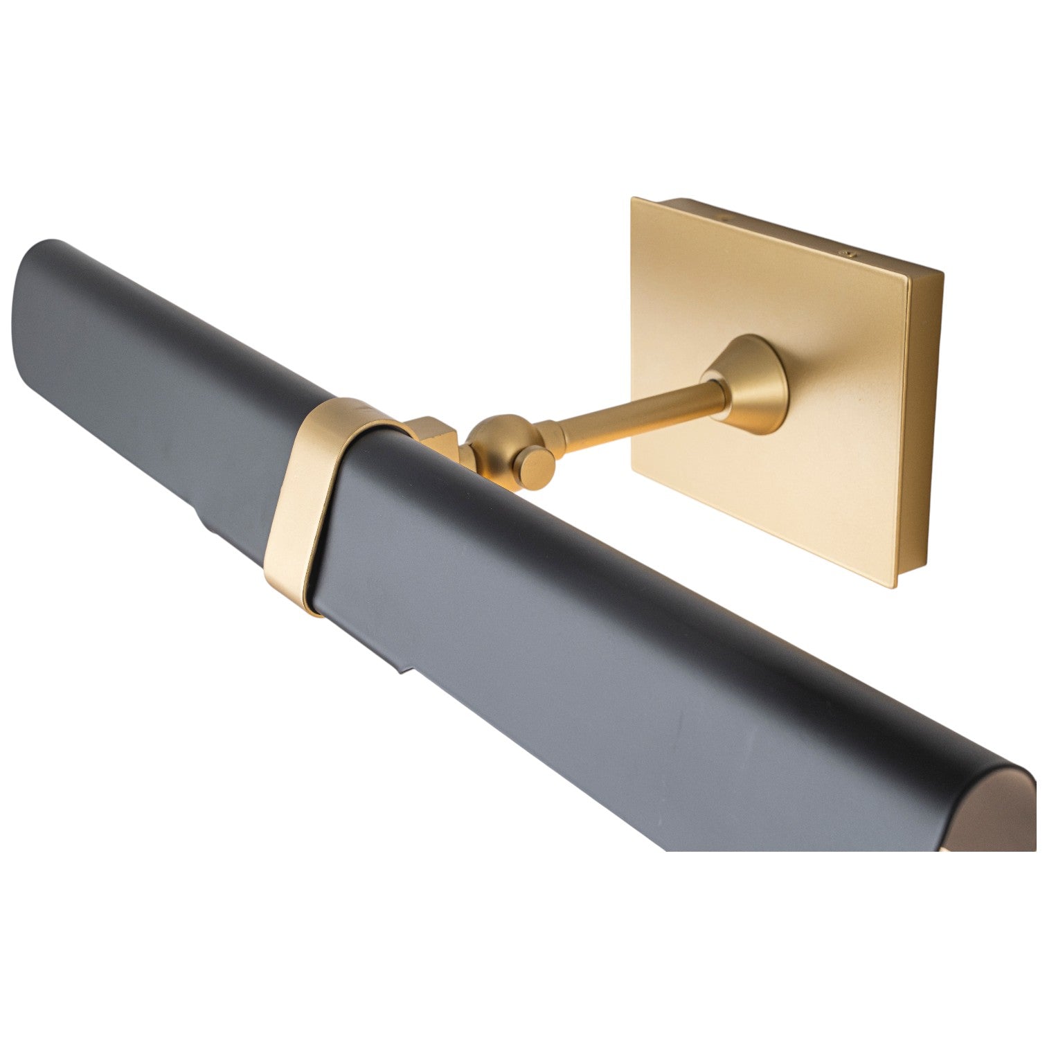 Glowlings 2-Light Modern 24"Wide Linear Matte Black and Gold Picture Light with 180° Adjustable Curved Shield