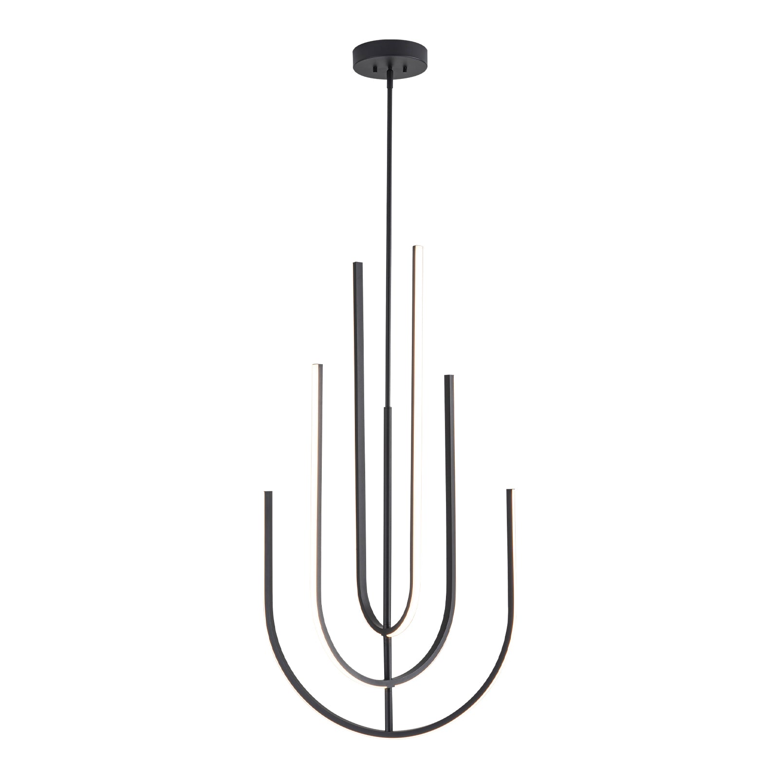 Glowlings 3-Light Modern 24"Wide Rotated 350° Matte Black U-shaped LED Pendant Light