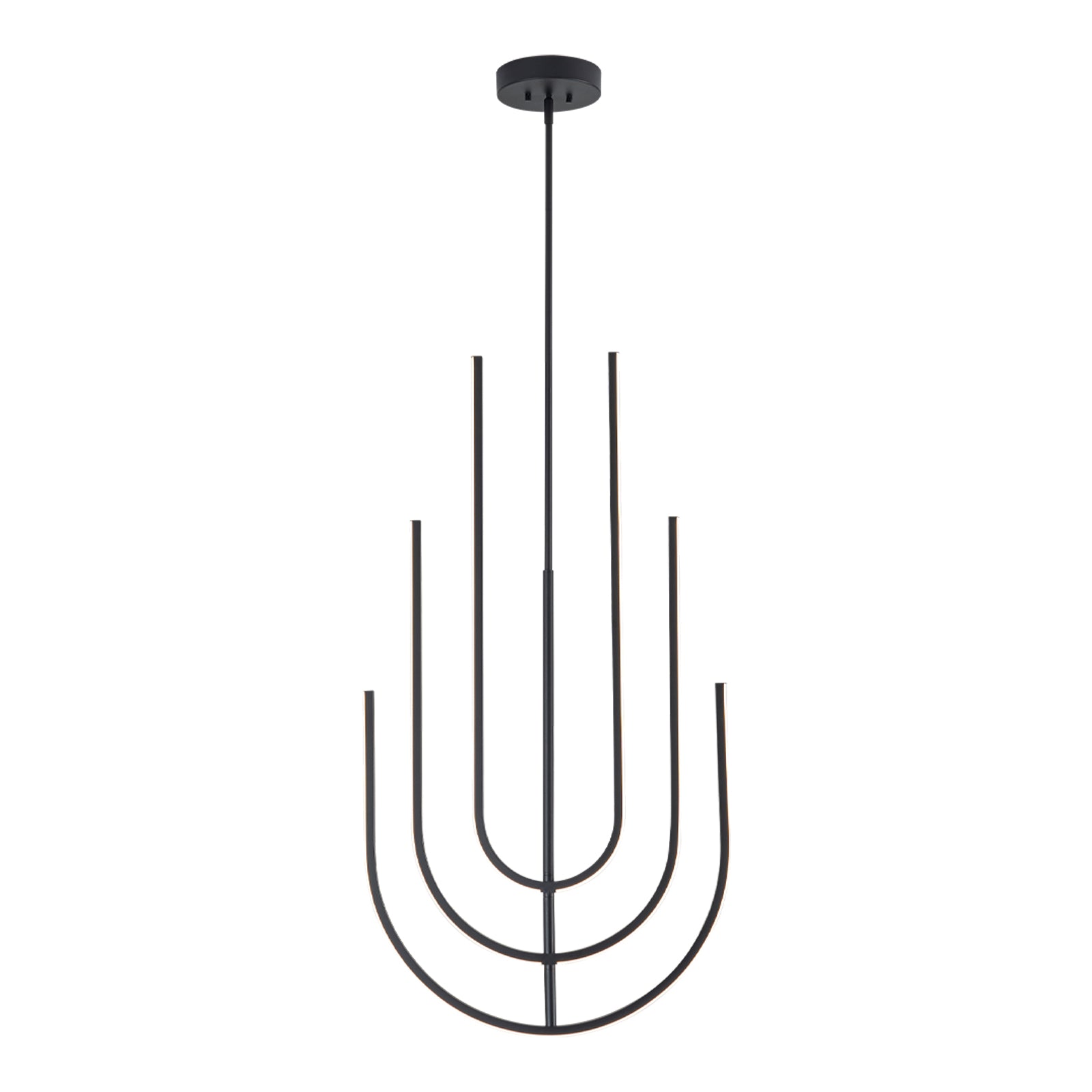 Glowlings 3-Light Modern 24"Wide Rotated 350° Matte Black U-shaped LED Pendant Light