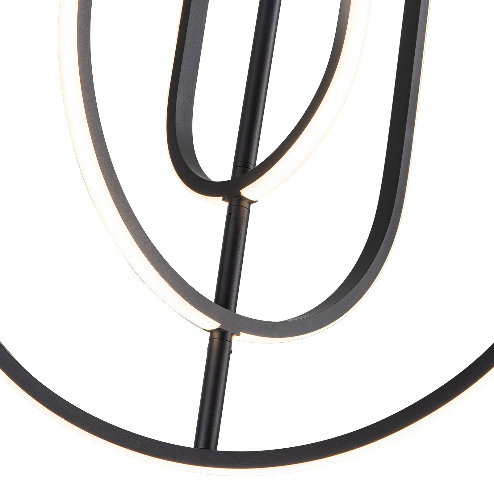 Glowlings 3-Light Modern 24"Wide Rotated 350° Matte Black U-shaped LED Pendant Light