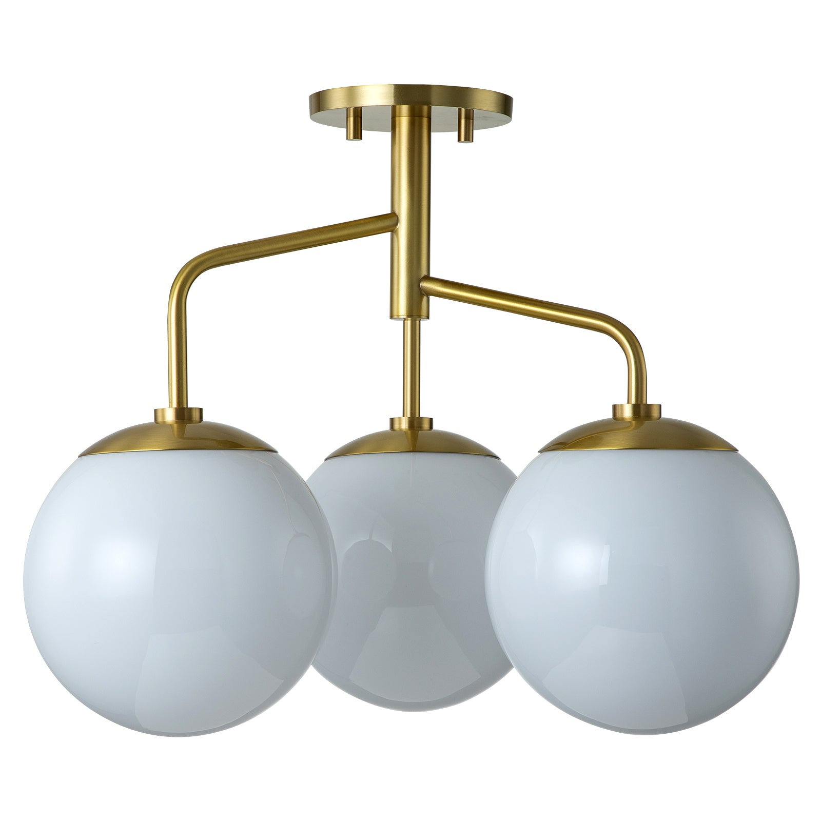 Glowlings 3-Light Modern Brushed Gold Opal Glass Semi-flush Mount
