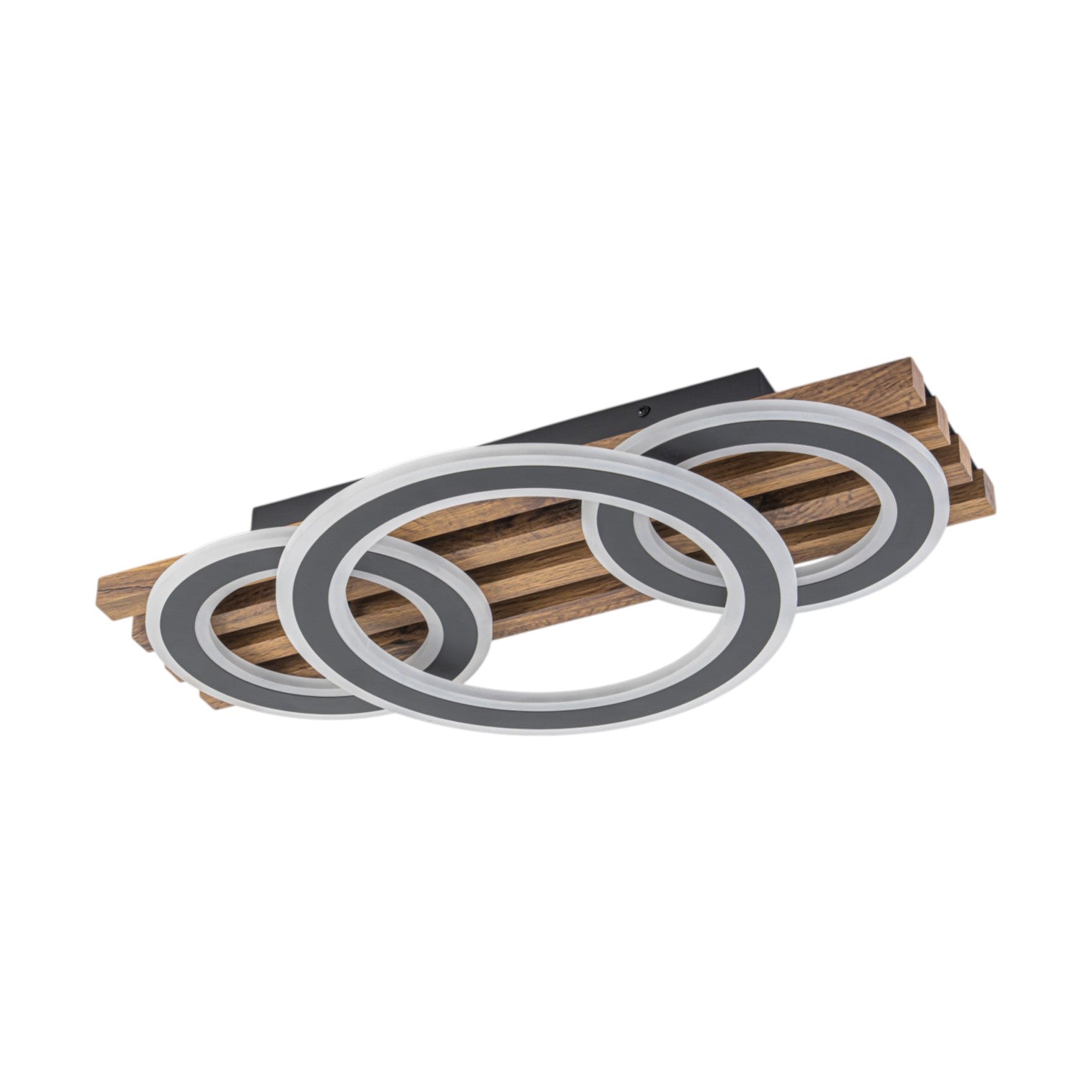 Glowlings 2/3-Light Modern Organic Natural Wood Grain Ring Interlocking Geometric LED Flush Mount Ceiling Light
