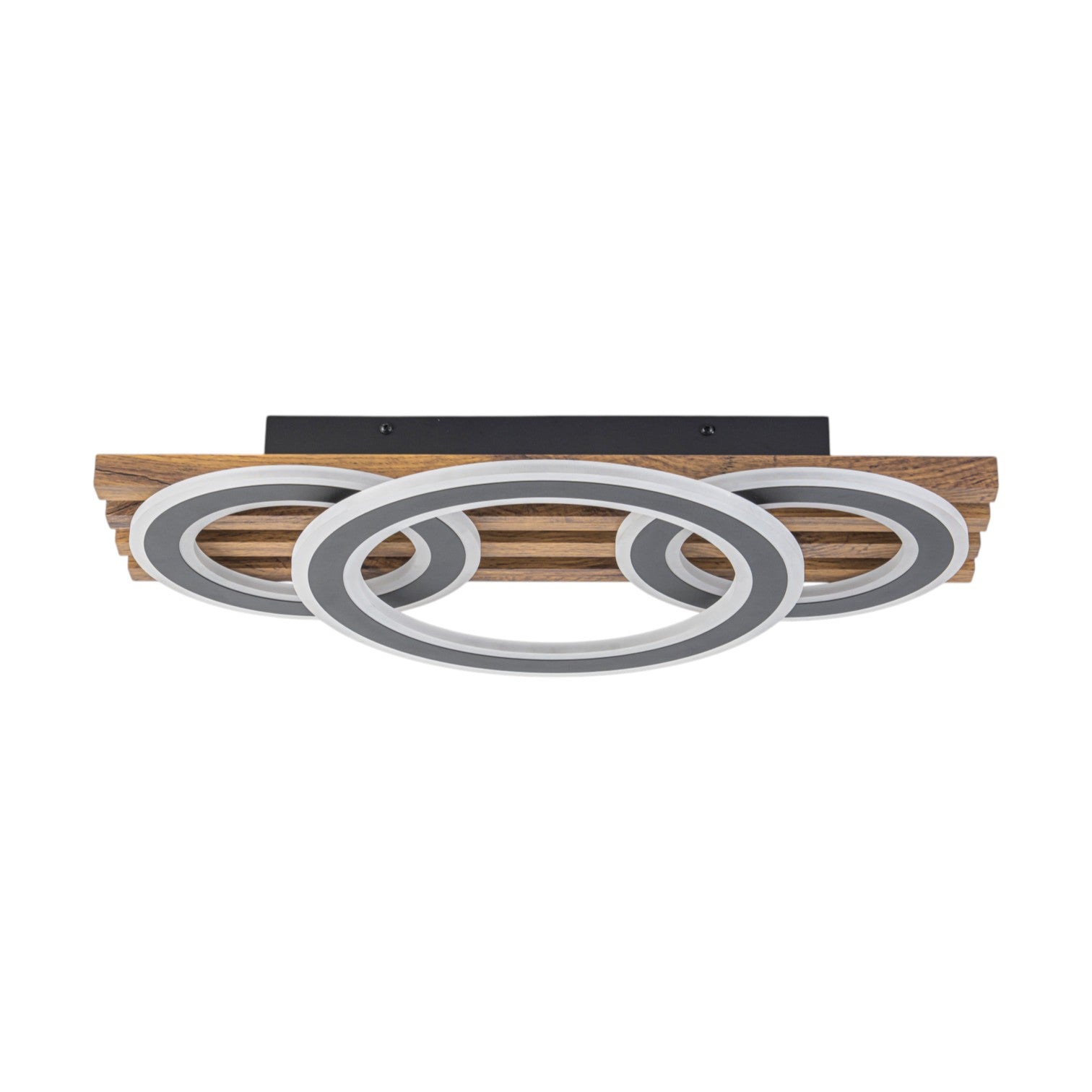 Glowlings 2/3-Light Modern Organic Natural Wood Grain Ring Interlocking Geometric LED Flush Mount Ceiling Light