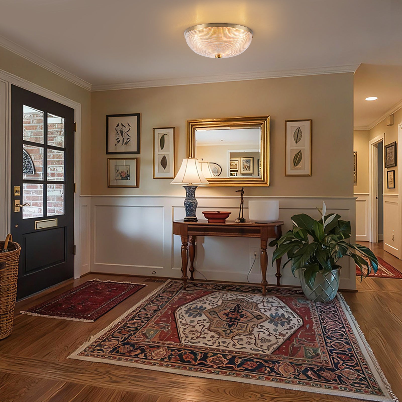 Glowlings 3-Light Modern 16"Wide Prismatic Clear Glass Round Flush Mount Ceiling Light