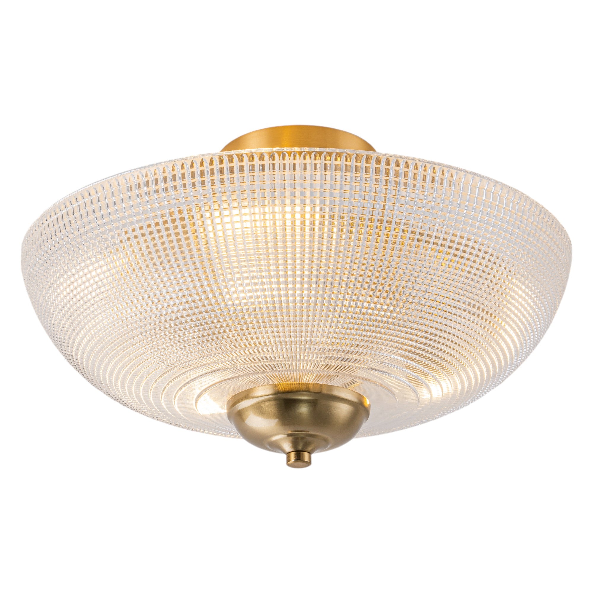 Glowlings 3-Light Modern 16"Wide Prismatic Clear Glass Round Semi-Flush Mount Ceiling Light
