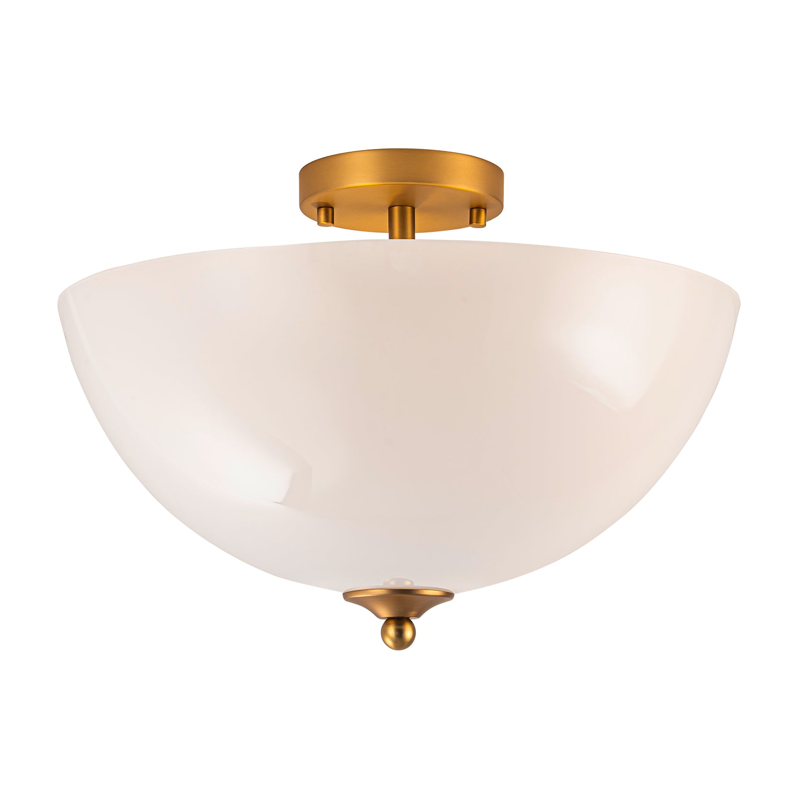 Glowlings 3-Light Modern 15"Wide Round Glossy Opal Glass Semi-Flush Mount Ceiling Light