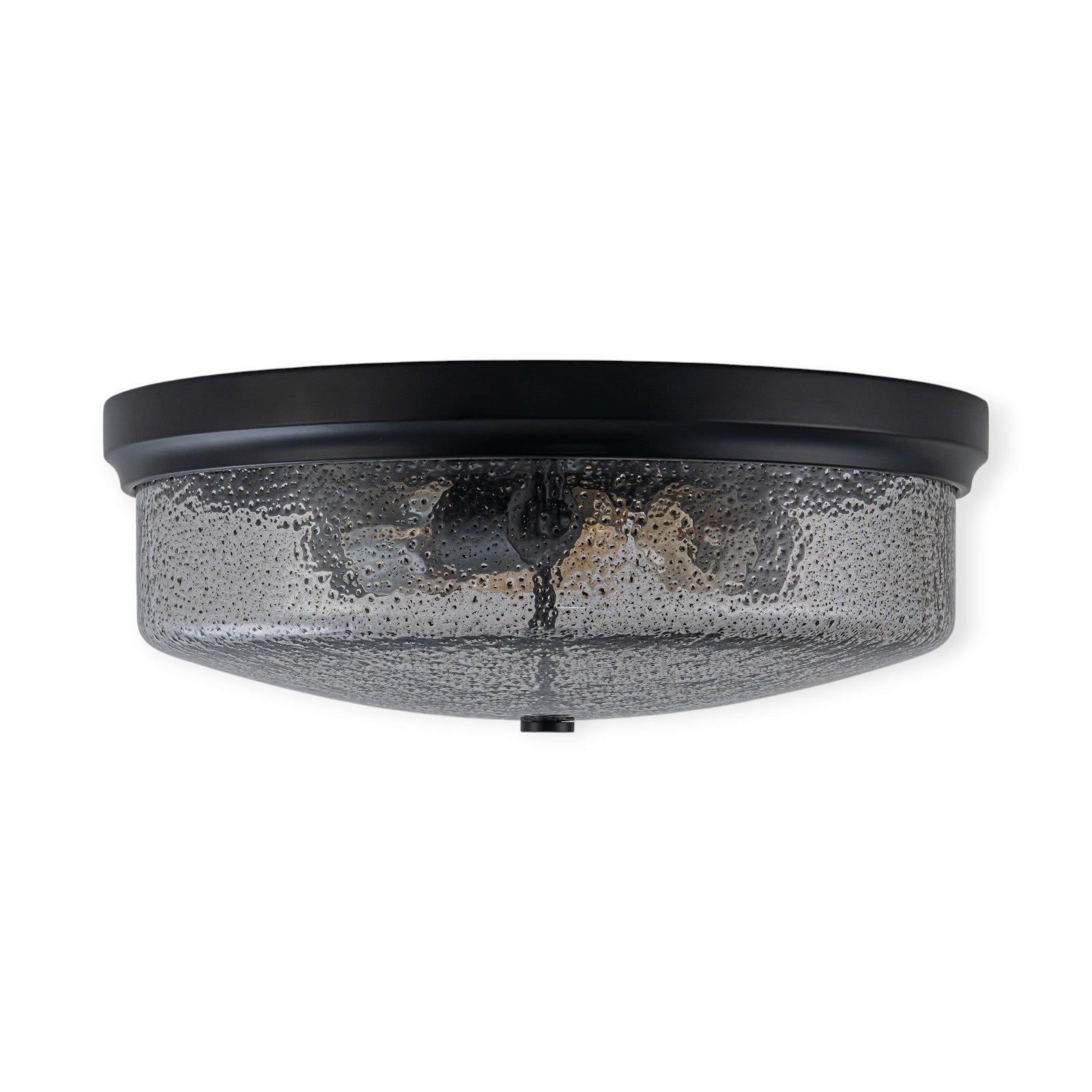 Glowlings 3-Light Modern 16"Wide Black/Gold Seeded Glass Drum Flush Mount Ceiling Light