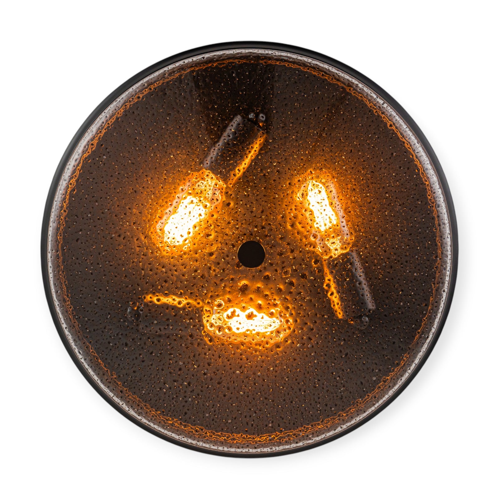 Glowlings 3-Light Modern 16"Wide Black/Gold Seeded Glass Drum Flush Mount Ceiling Light