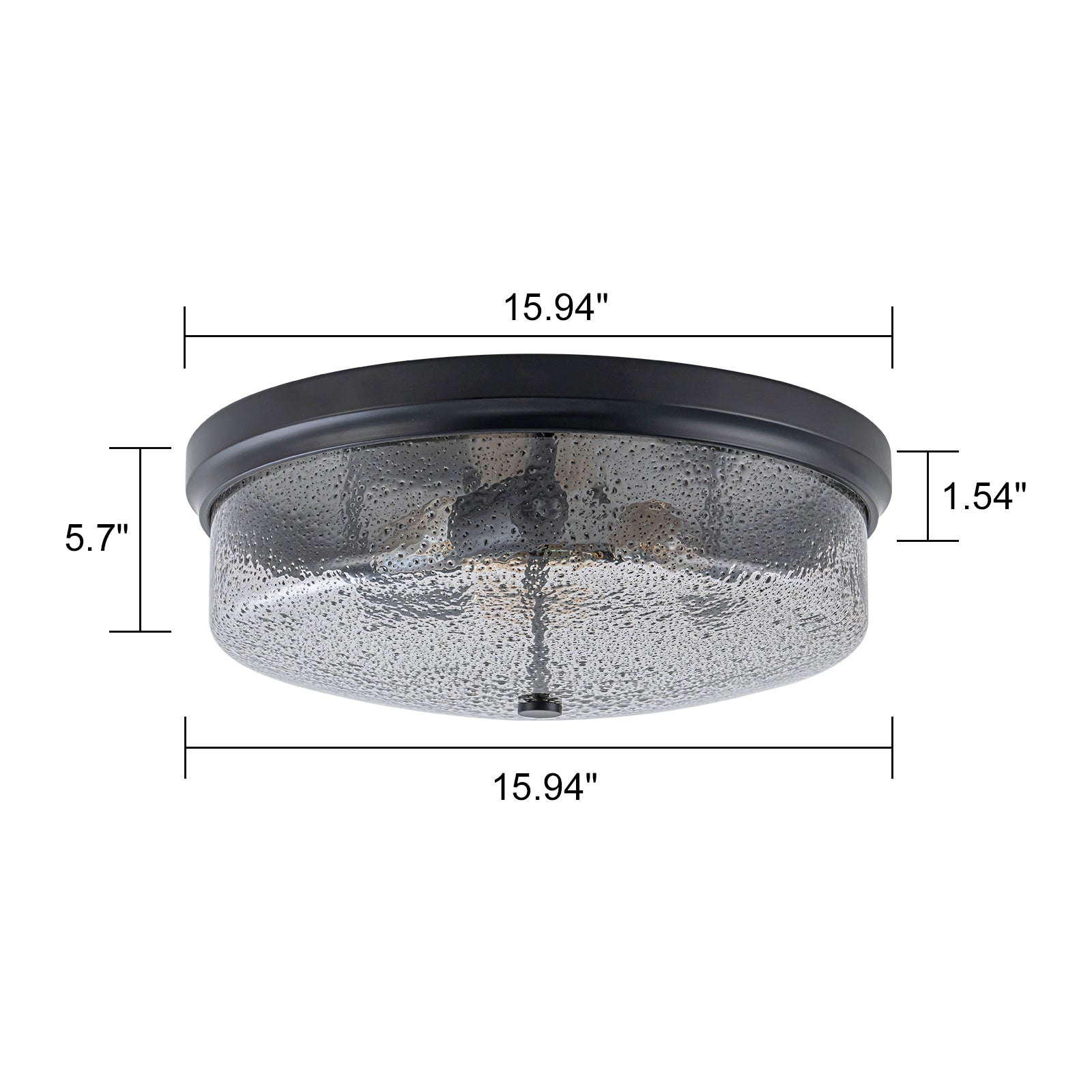 Glowlings 3-Light Modern 16"Wide Black/Gold Seeded Glass Drum Flush Mount Ceiling Light