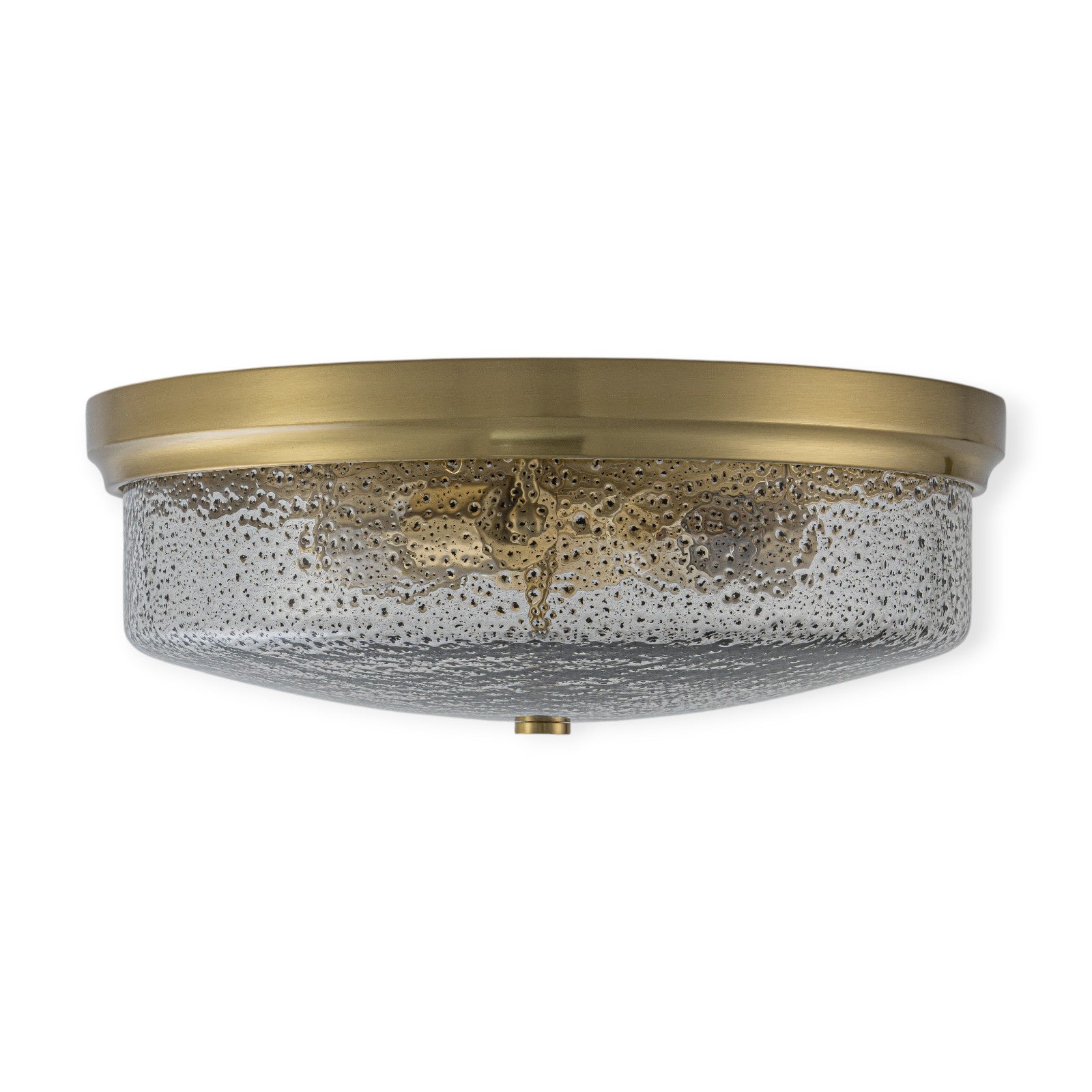 Glowlings 3-Light Modern 16"Wide Black/Gold Seeded Glass Drum Flush Mount Ceiling Light