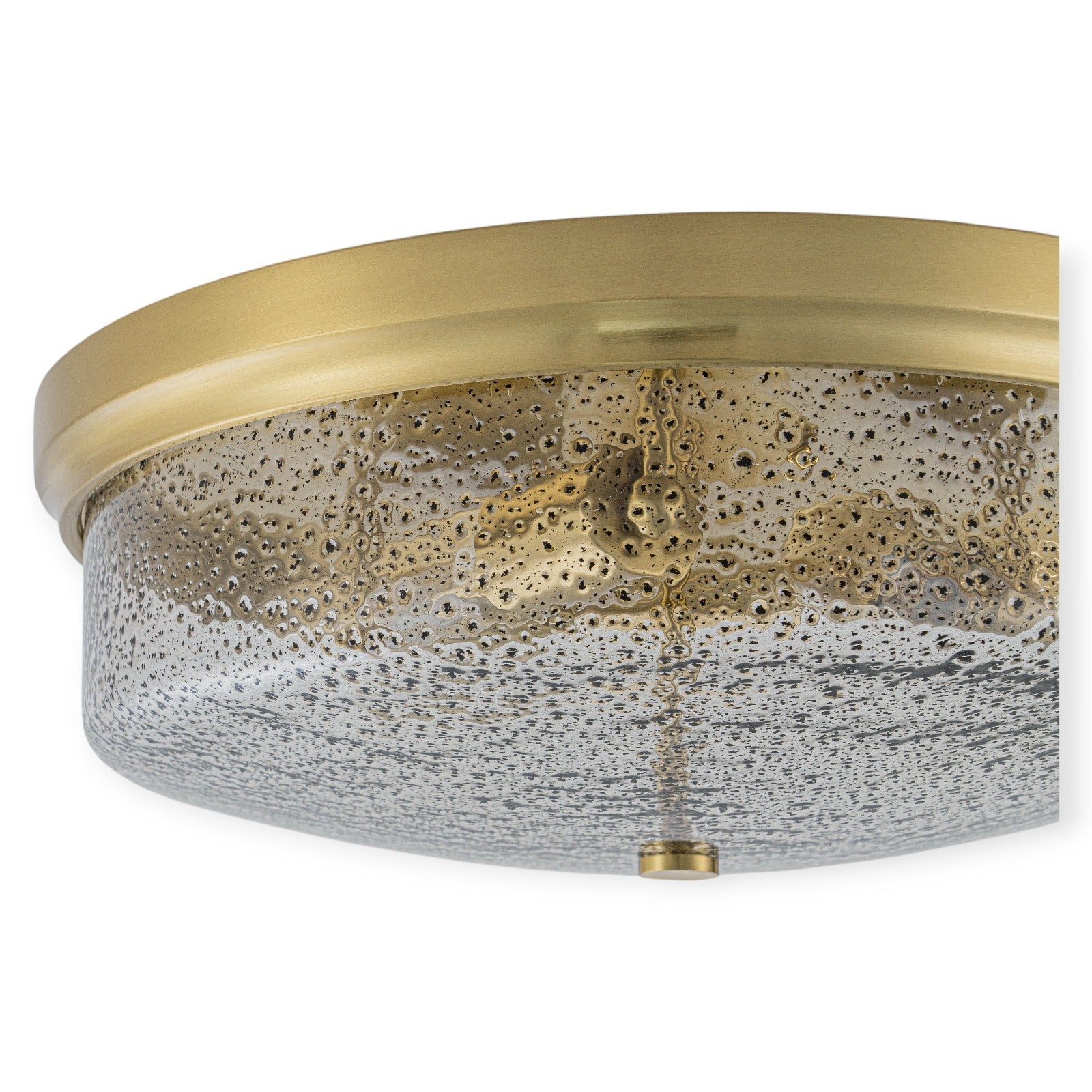 Glowlings 3-Light Modern 16"Wide Black/Gold Seeded Glass Drum Flush Mount Ceiling Light
