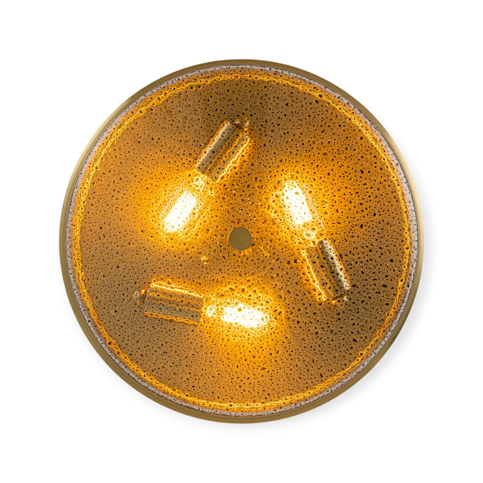 Glowlings 3-Light Modern 16"Wide Black/Gold Seeded Glass Drum Flush Mount Ceiling Light