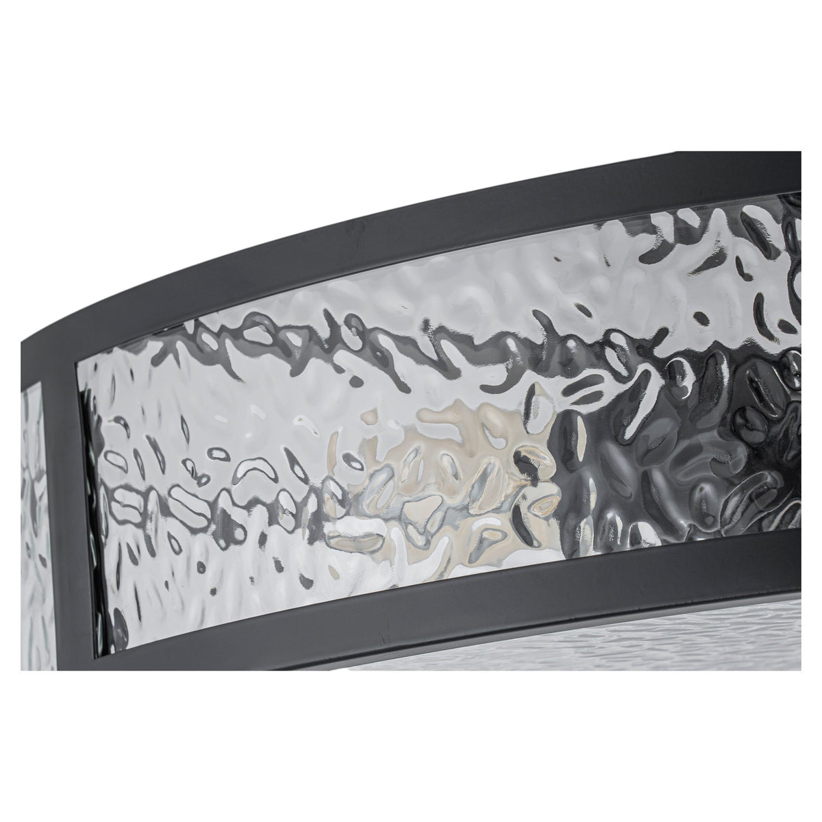 Glowlings 3-Light 20"Wide Modern Semi Flush Mount Ceiling Light, Black Drum Ceiling Light Fixture with Hammered Water Ripple Glass