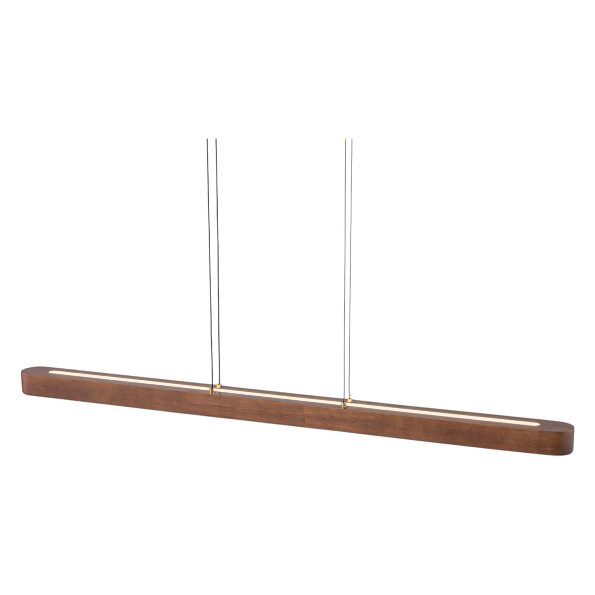 Glowlings 3-Light Modern Solid Wood Linear LED Pendant Light - Dimmable Walnut Kitchen Island Hanging Fixture