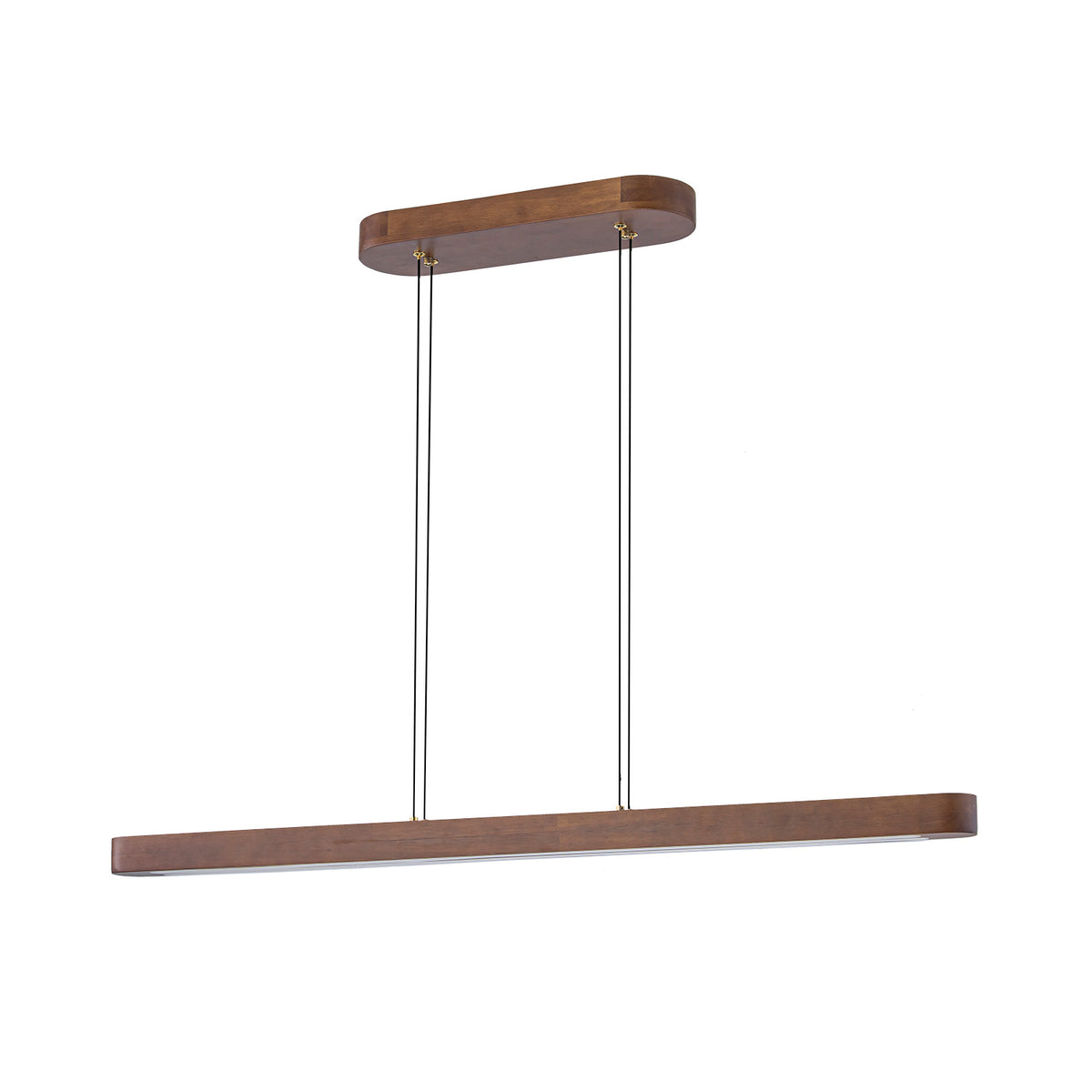 Glowlings 3-Light Modern Solid Wood Linear LED Pendant Light - Dimmable Walnut Kitchen Island Hanging Fixture