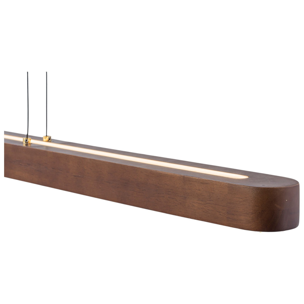 Glowlings 3-Light Modern Solid Wood Linear LED Pendant Light - Dimmable Walnut Kitchen Island Hanging Fixture