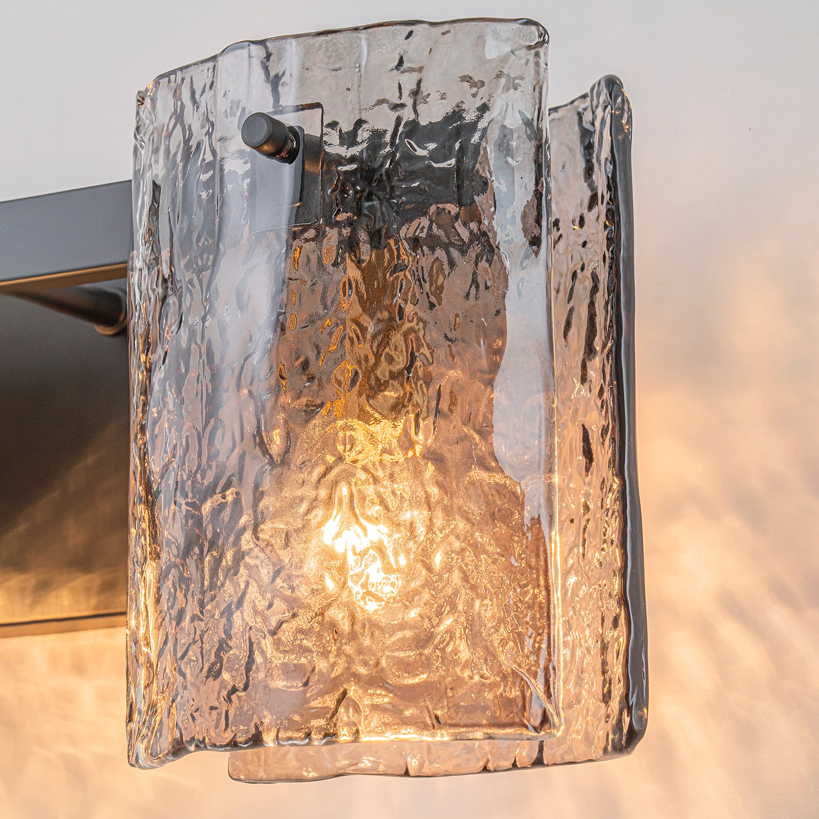 Glowlings 3/4-Light Modern Textured Smoky Gray Glass Bathroom Vanity Light