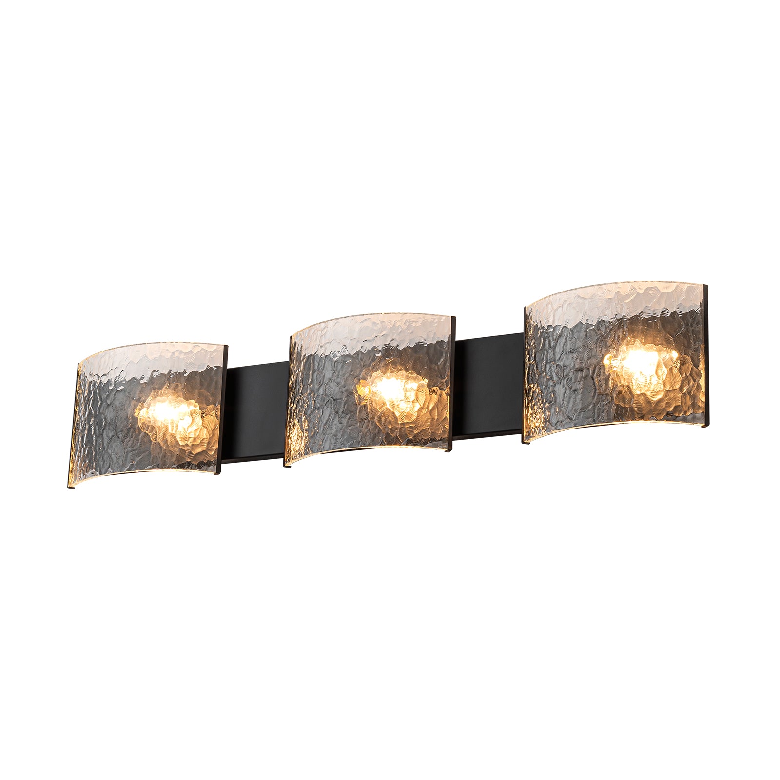 Glowling 3-Light Modern Water Ripple Clear Glass Bathroom Vanity Light