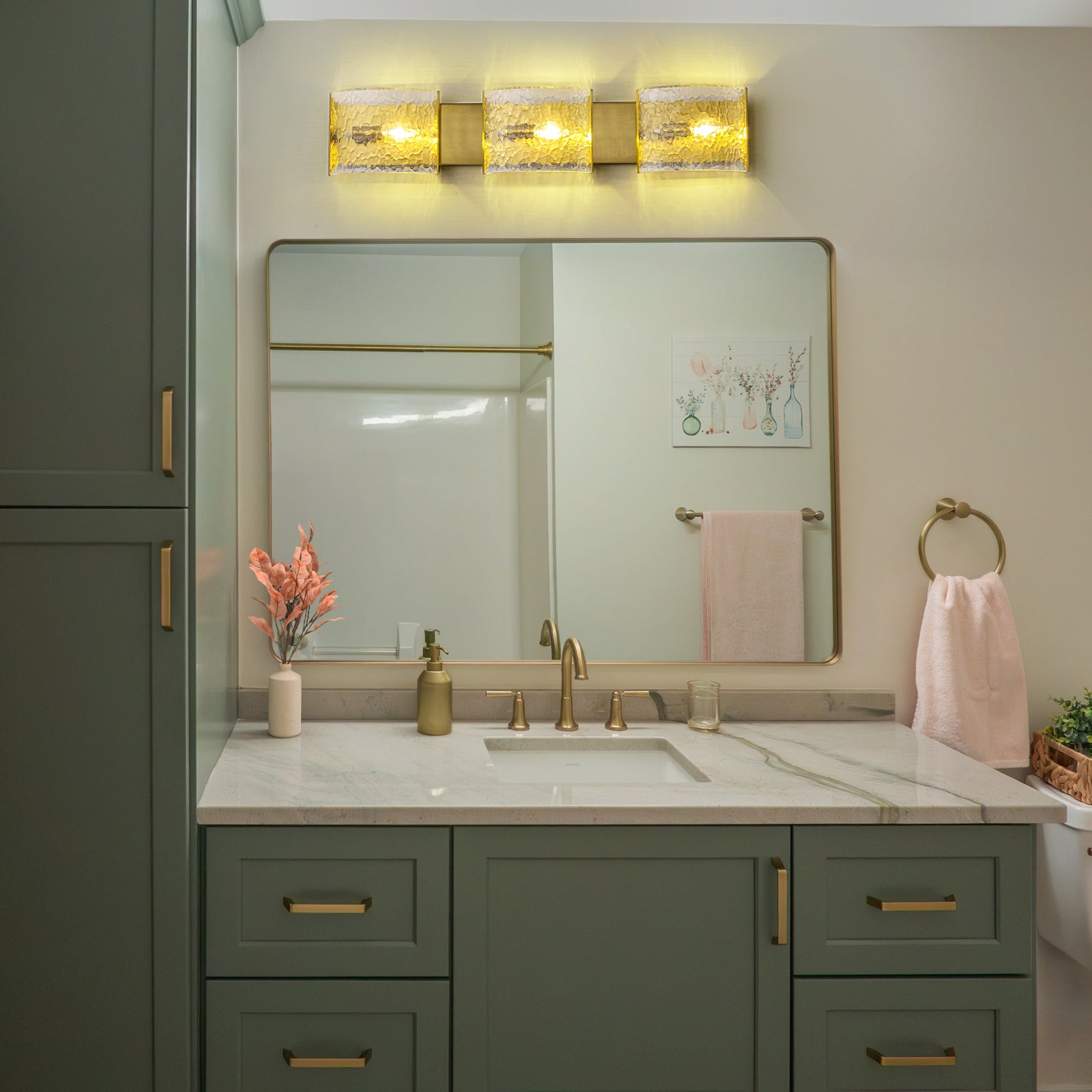 Glowling 3-Light Modern Water Ripple Clear Glass Bathroom Vanity Light